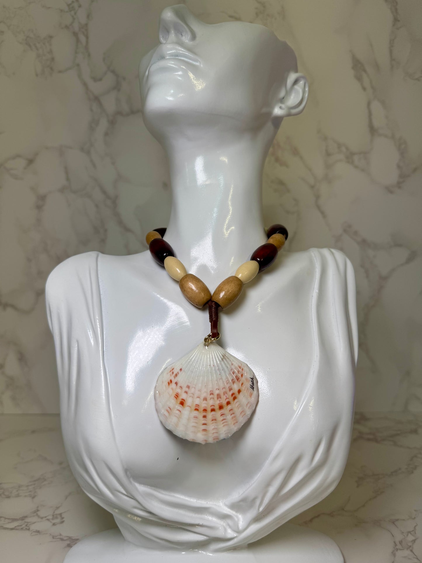 Beautiful Single Dolphin Necklace Handmade Dolphin Necklace Over Painted Ocean Sunset Encapsulated in Real Shell with UV Resin on Leather Cord
