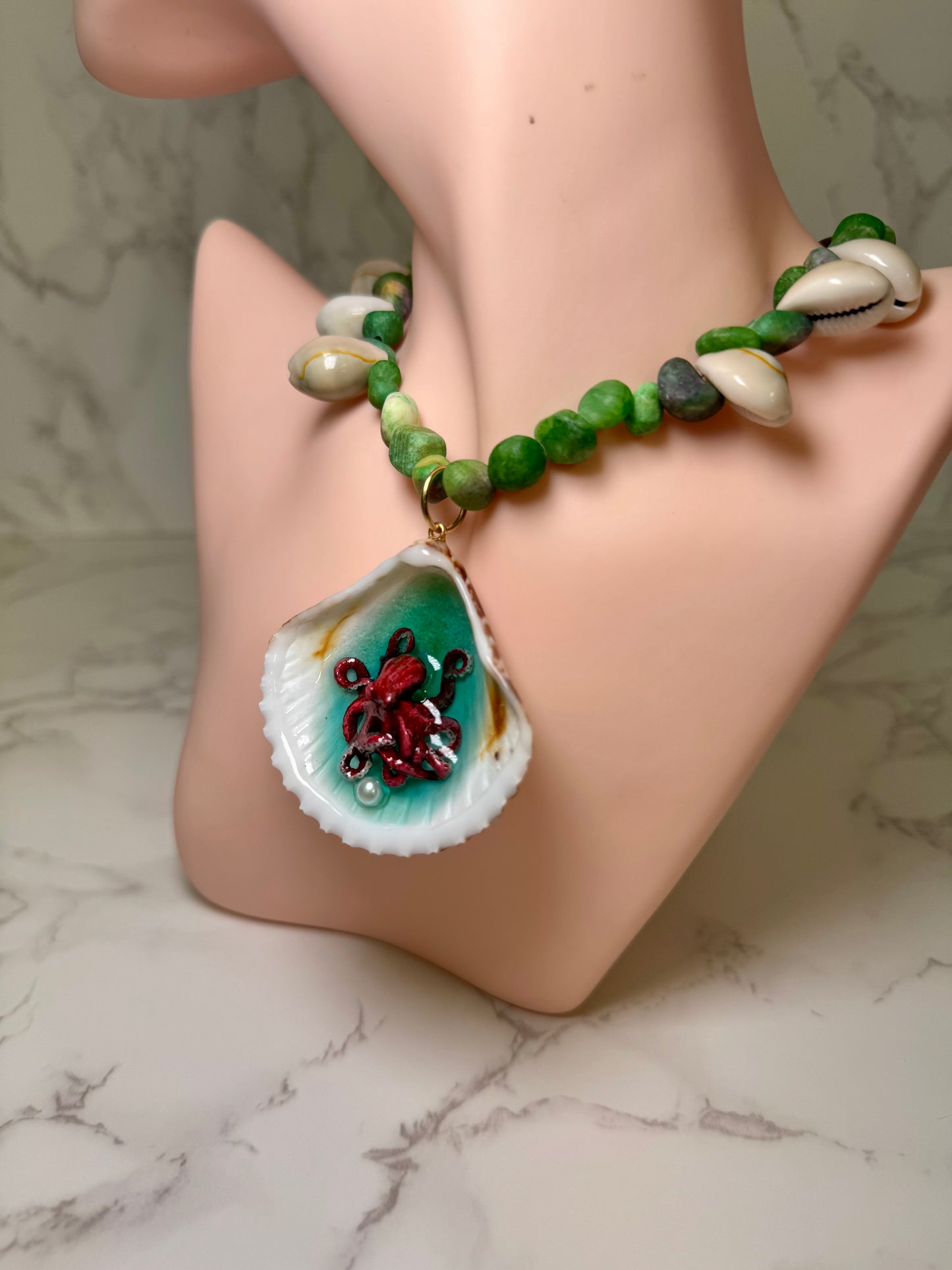 25 Pez Perro Handmade Necklace Encapsulated in Real Shell with UV Resin