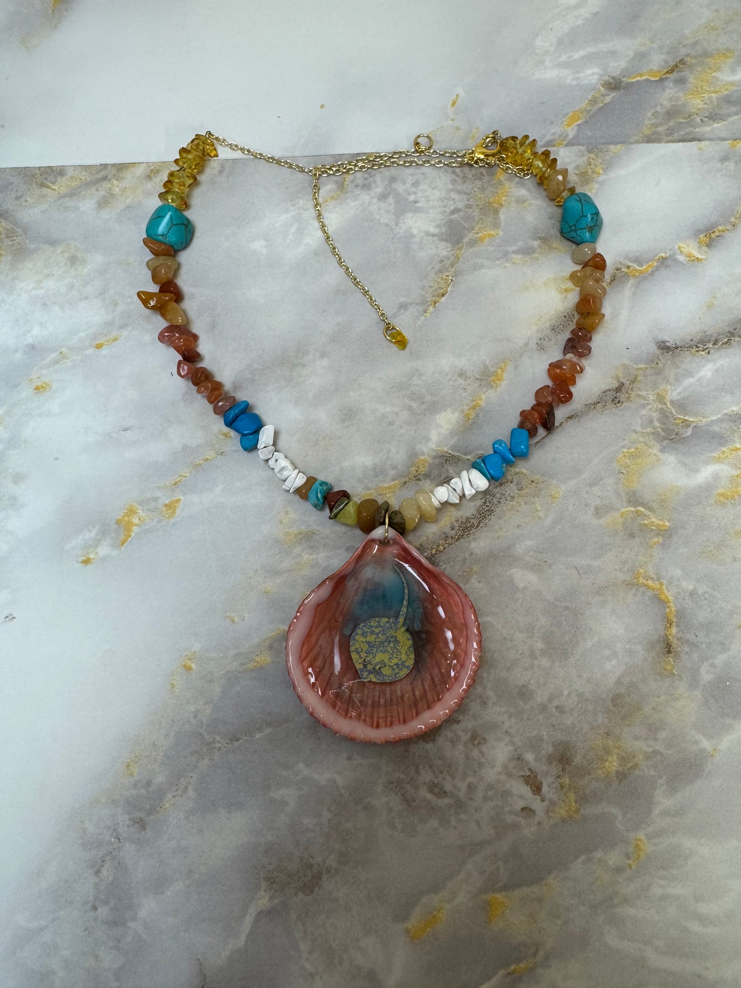 Beautiful Sting Ray Necklace Resin‑Encased Shell Collection Shell Necklaces, Epoxy Resin Necklace