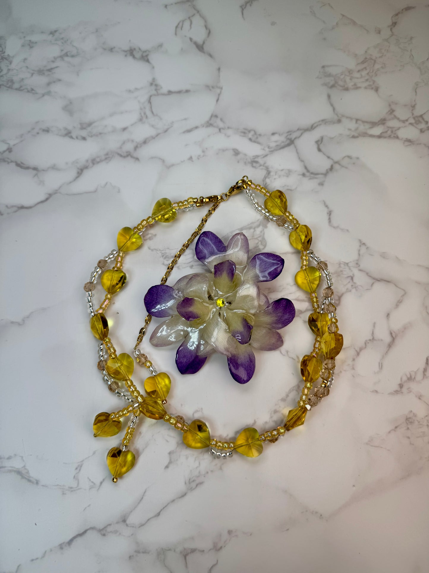 Mary Real Preserved Flower Necklace & Hair Clip | Handmade Botanical Jewelry | Multifunctional Floral Art