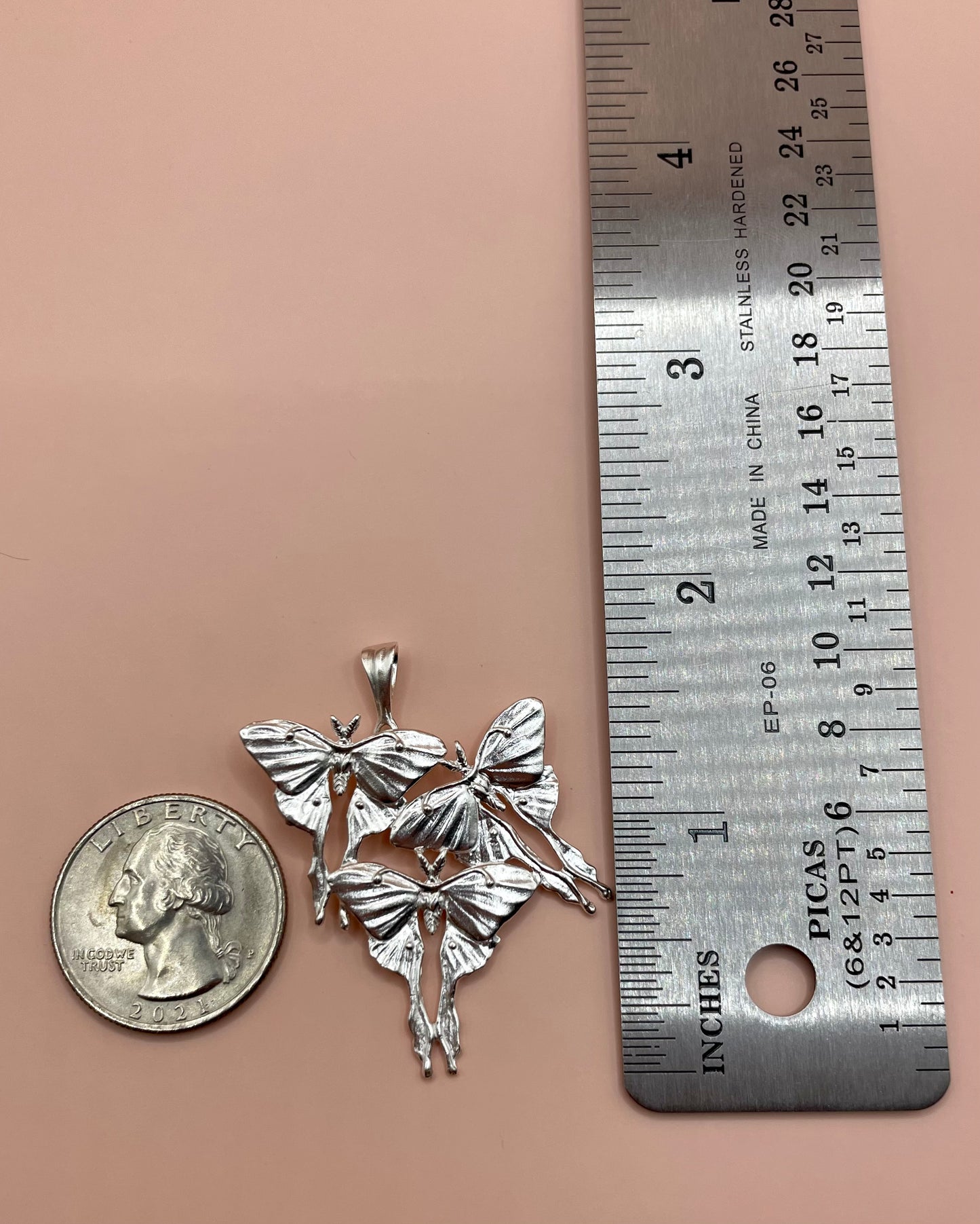 Moonlight Butterflies Necklace – Elegant 925 Sterling Silver Pendant, Featuring a Delicate Butterfly Design, Handmade Jewelry, Made in USA