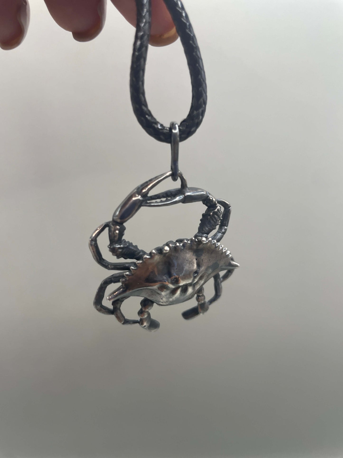 Atlantic Blue Crab Necklace Handcrafted Detailed 3D Design Pendant in 925 Sterling Silver. Perfect for Ocean Lovers and Marine Enthusiasts. Unique Jewelry Gift Made in USA