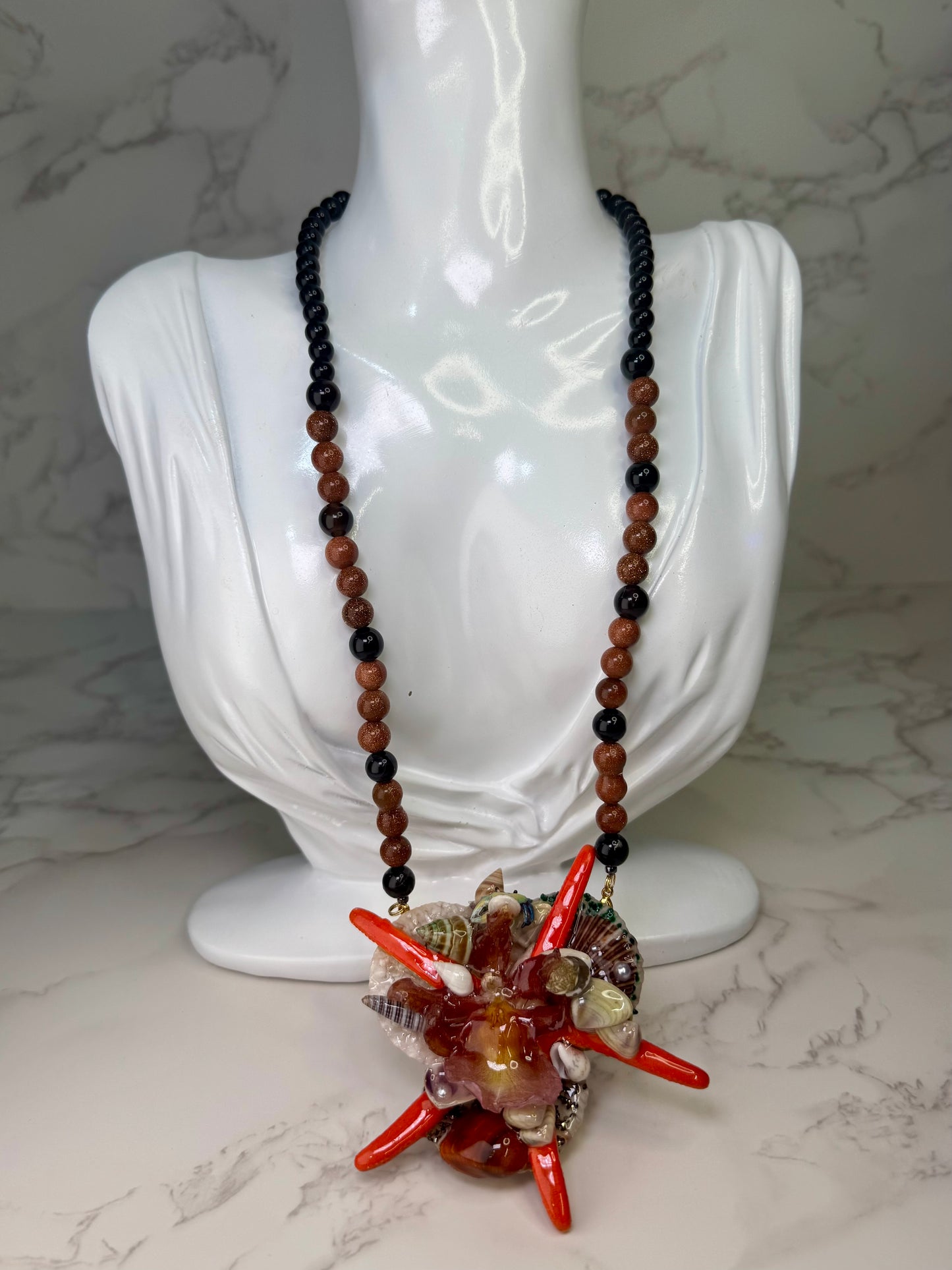 Cattleya Mini Orchid Ocean Necklace