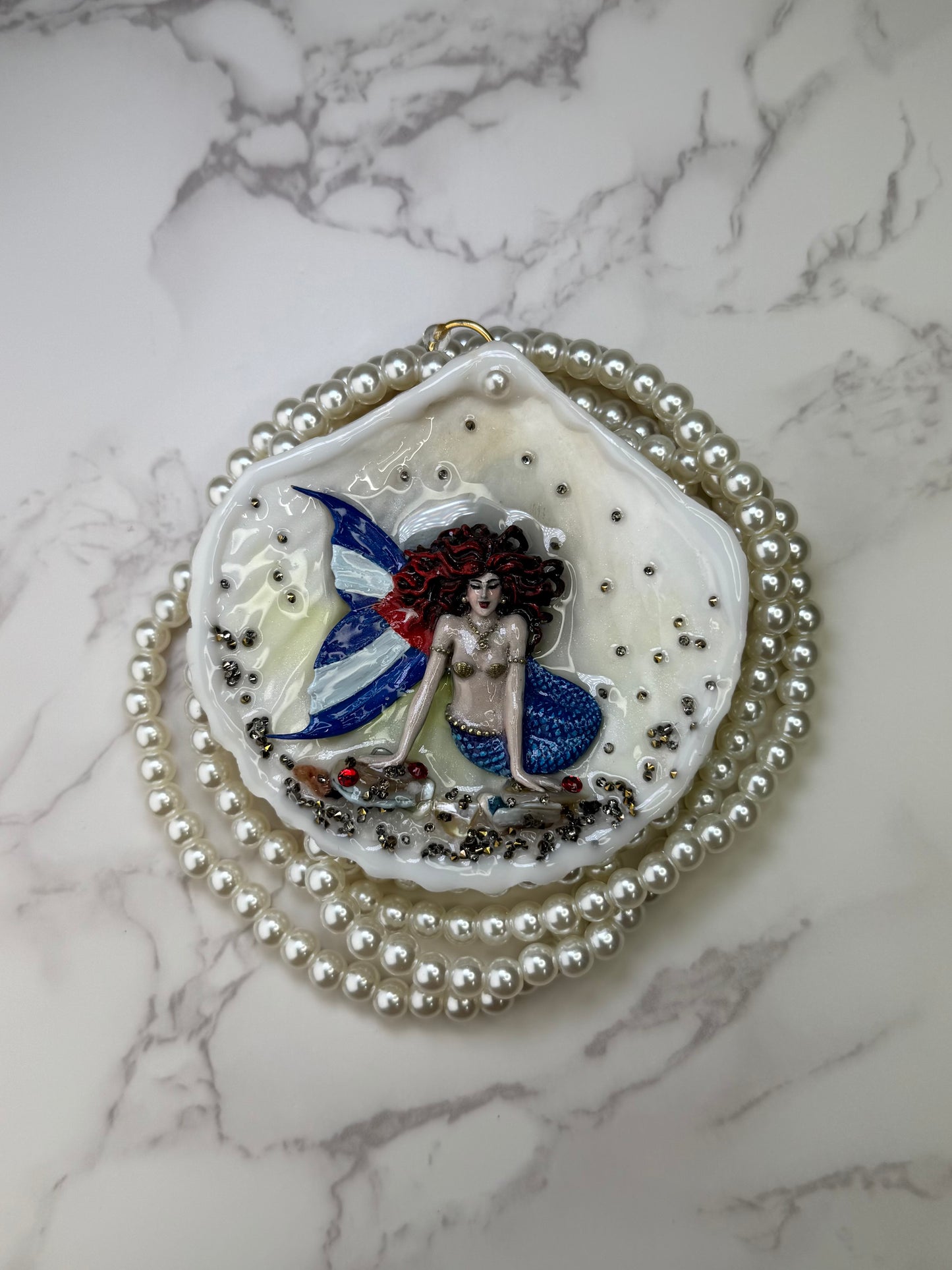 Cuban Mermaid Sea Shell Necklace – Mermaid in Shell with UV Resin