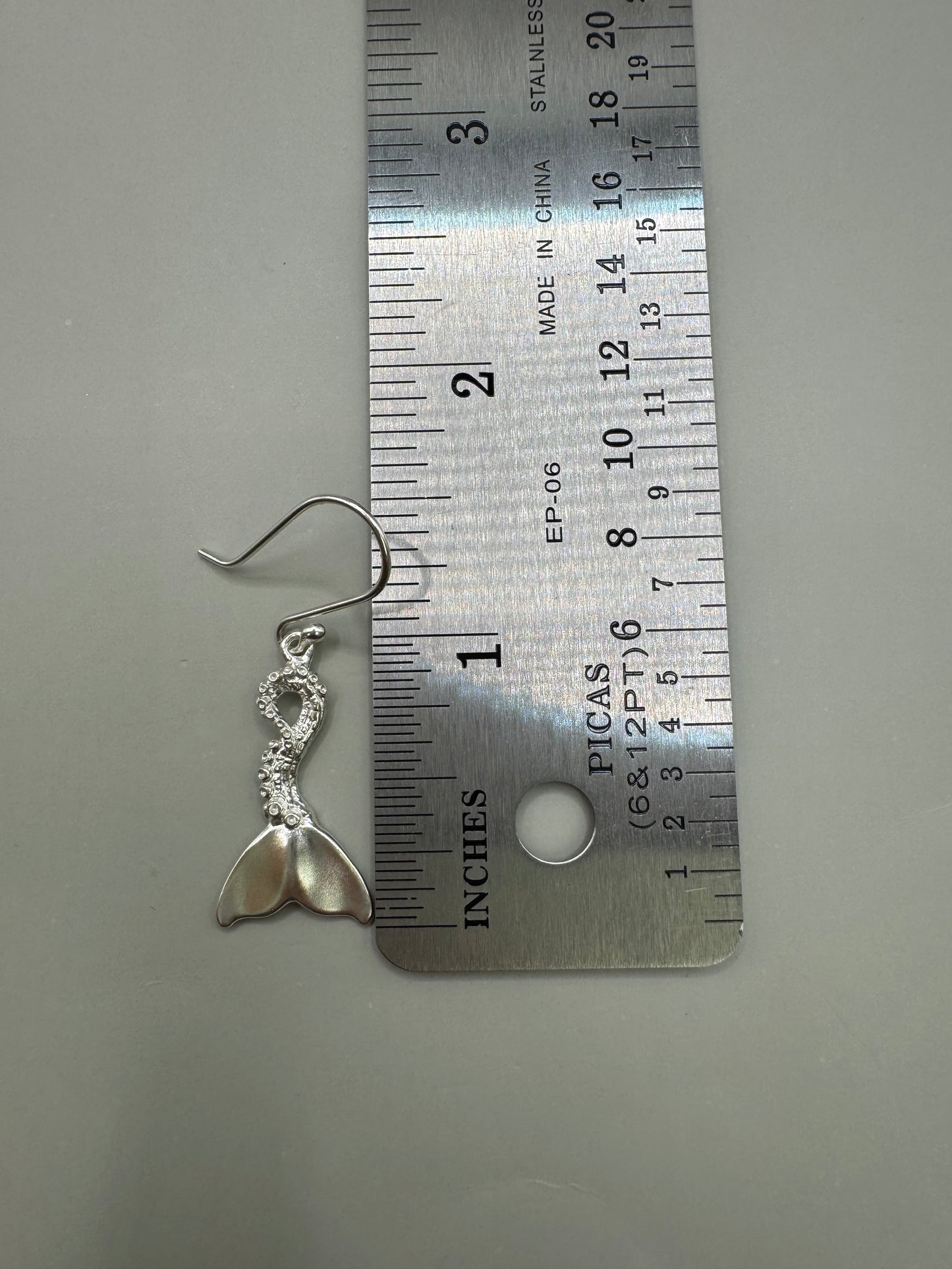 Octopus Mermaid Silver Earrings, 925 Sterling Silver