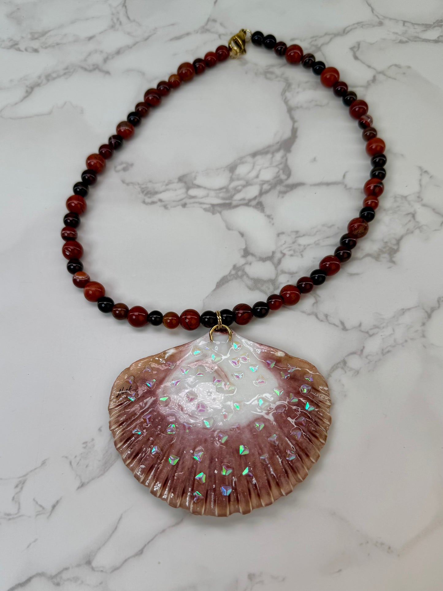 First Flight Natural Seashell Butterfly Necklace | Handmade Coastal Jewelry | UV Resin Ocean Art