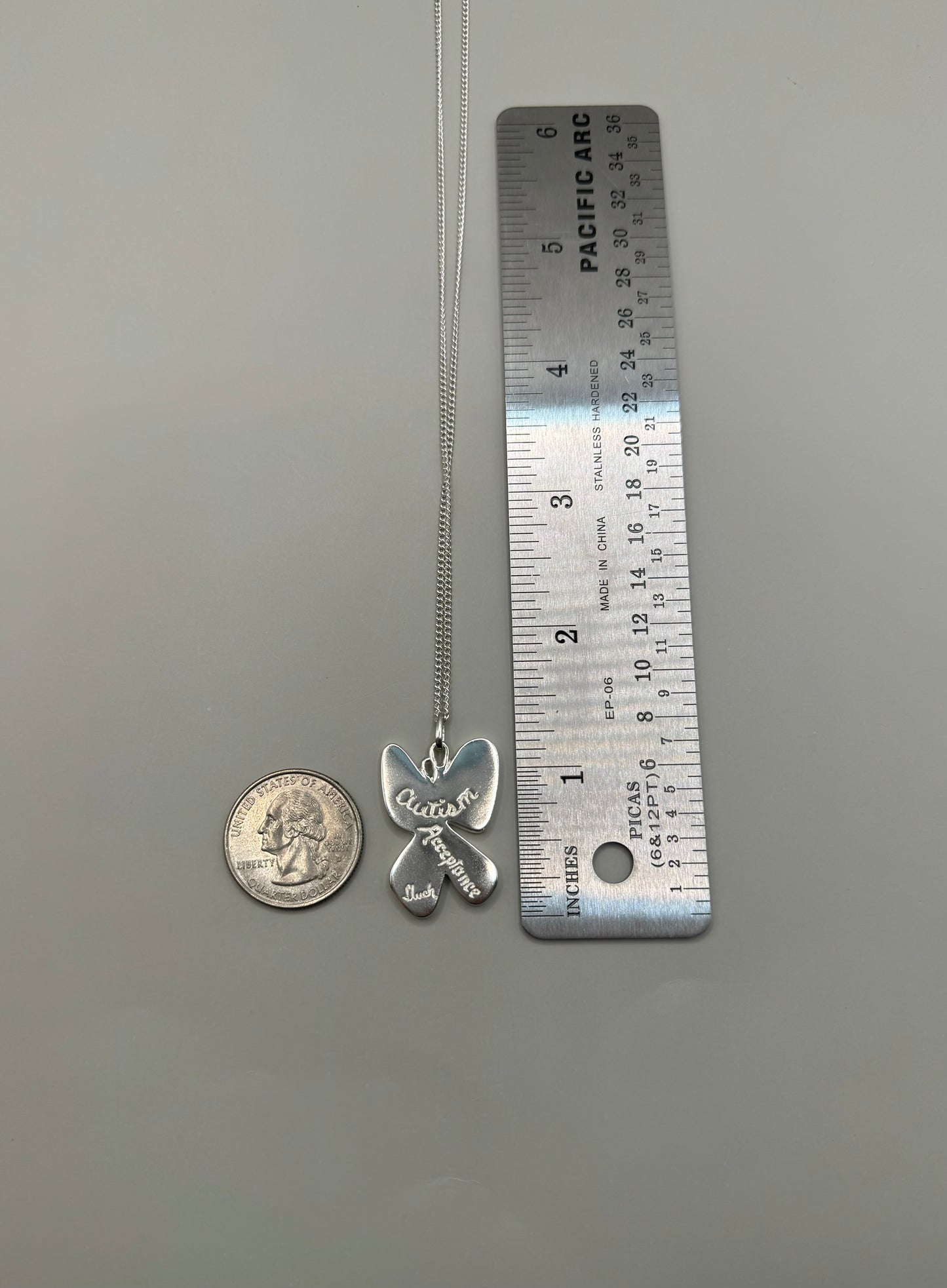 Autism Acceptance Necklace, Handcrafted in 925 Sterling Silver with Epoxy Resin, Smooth, Glossy, and Durable Fisnish. Unique Detailed Pendant for Spreading Austim Awareness. Handmade in USA