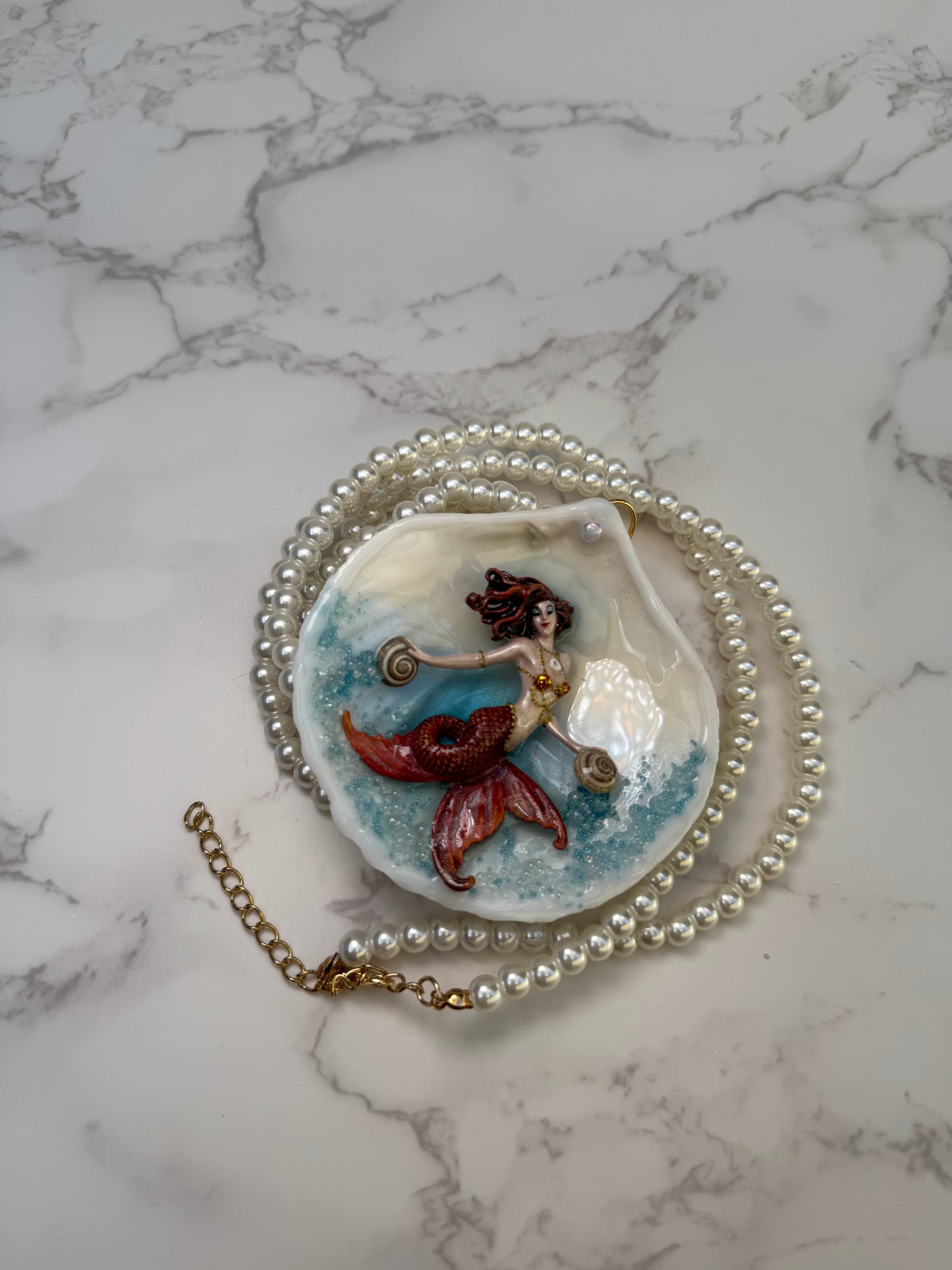 Thursday Ocean Mermaid Necklace | Handmade Seashell Jewelry | Brass Shell Accents | One-of-a-Kind Coastal Art