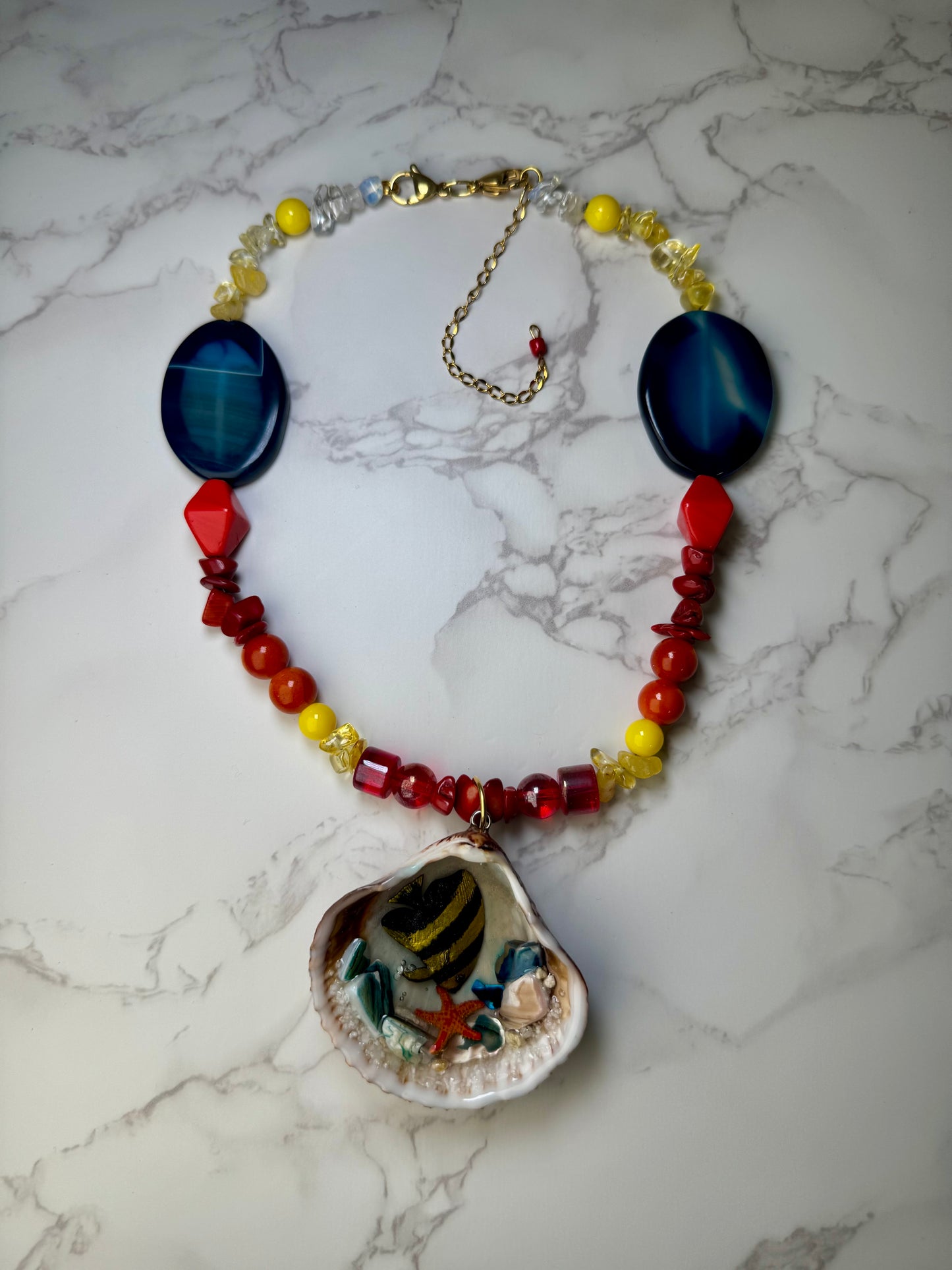 Swimming Spadefish Shell Necklace - Encapsulated in Real Shell with UV Resin