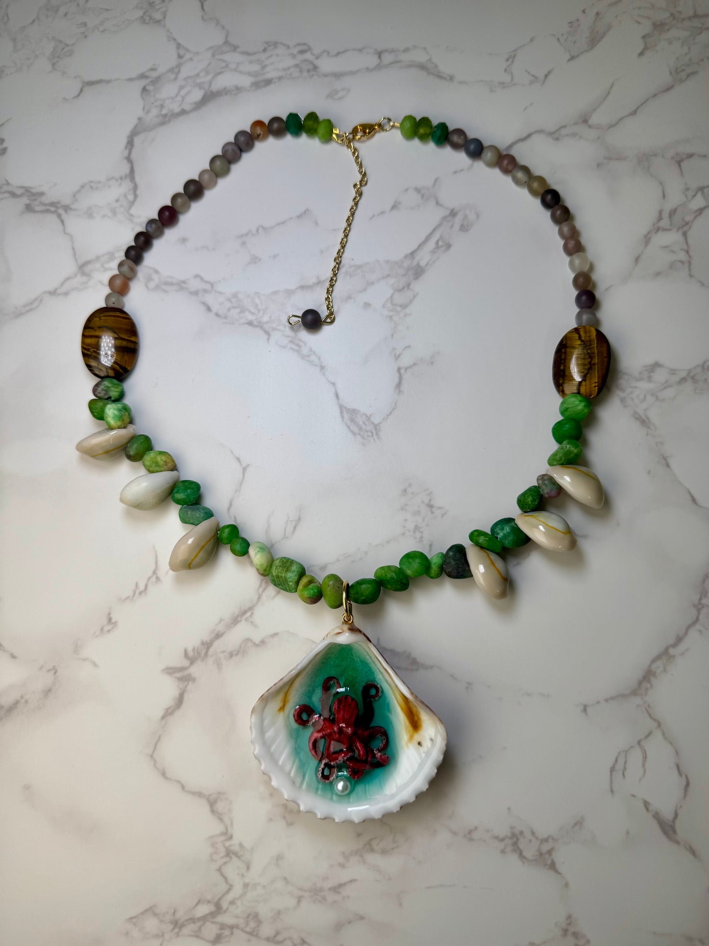 25 Pez Perro Handmade Necklace Encapsulated in Real Shell with UV Resin