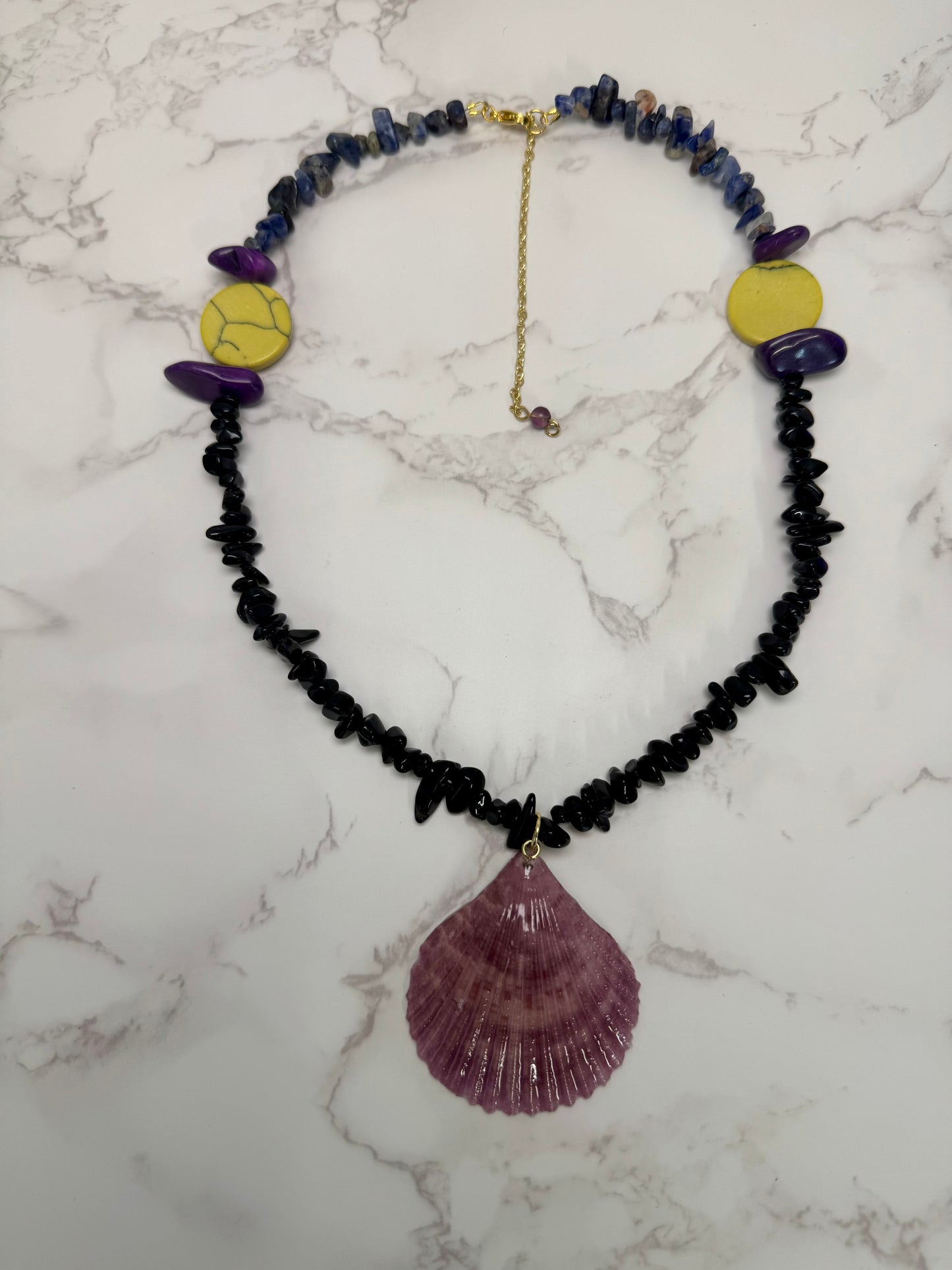 Set Spadefish Set With Colorful Glass Crystals Necklace Resin‑Encased Shell Collection Shell Necklaces, Epoxy Resin Necklace