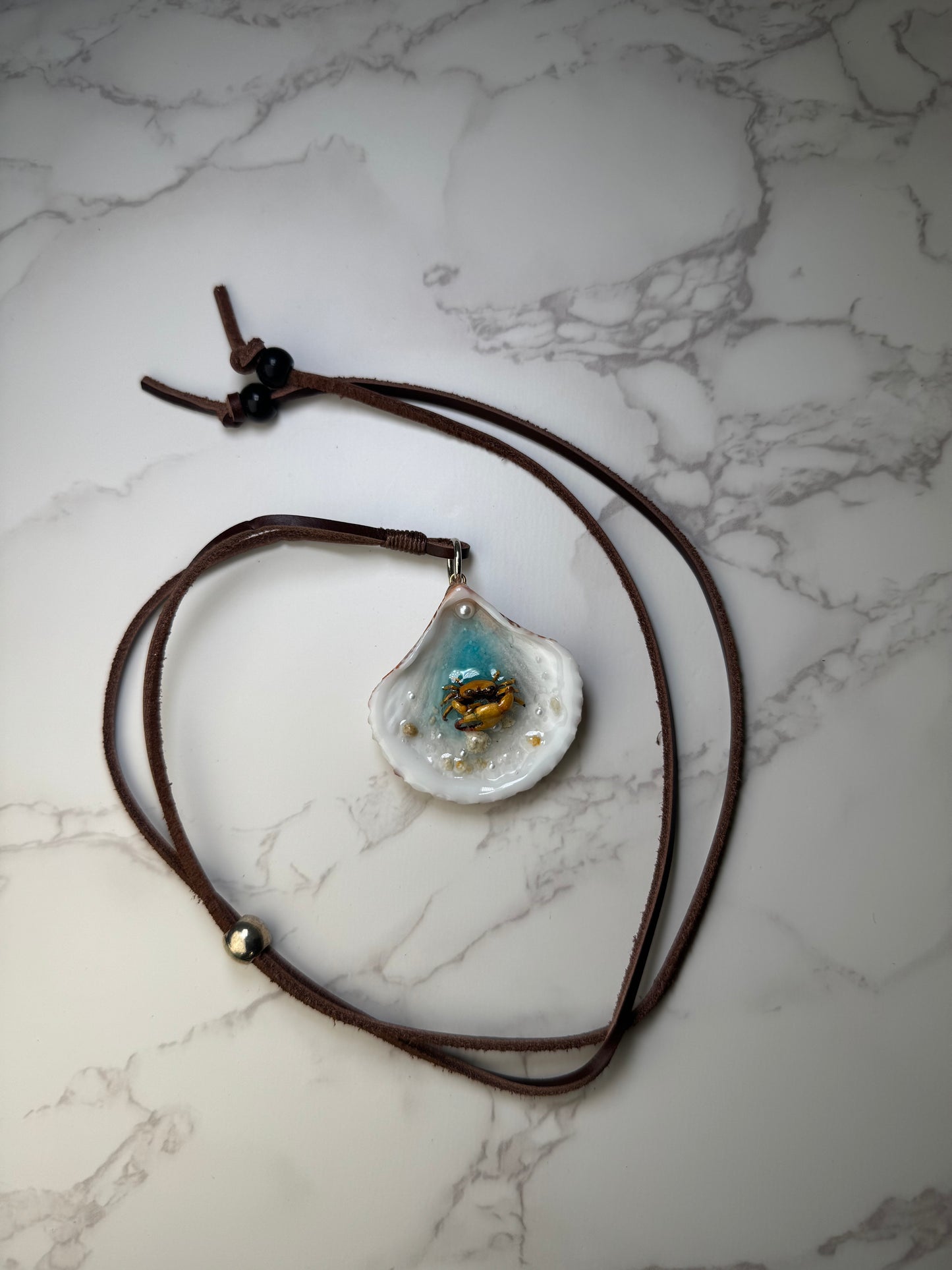 Small Yellow Crab Shell Necklace - Encapsulated in Real Shell with UV Resin