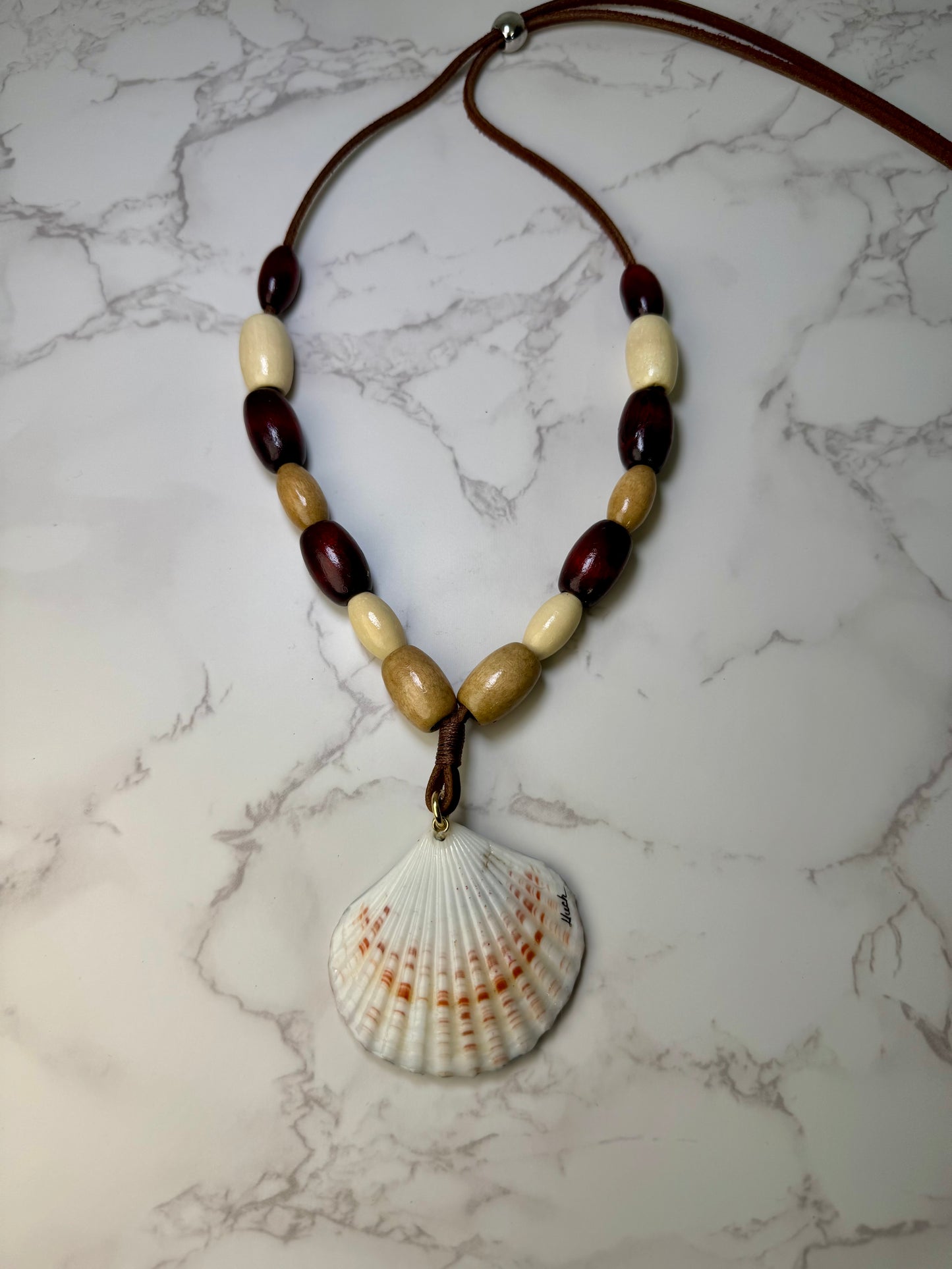 Beautiful Single Dolphin Necklace Handmade Dolphin Necklace Over Painted Ocean Sunset Encapsulated in Real Shell with UV Resin on Leather Cord