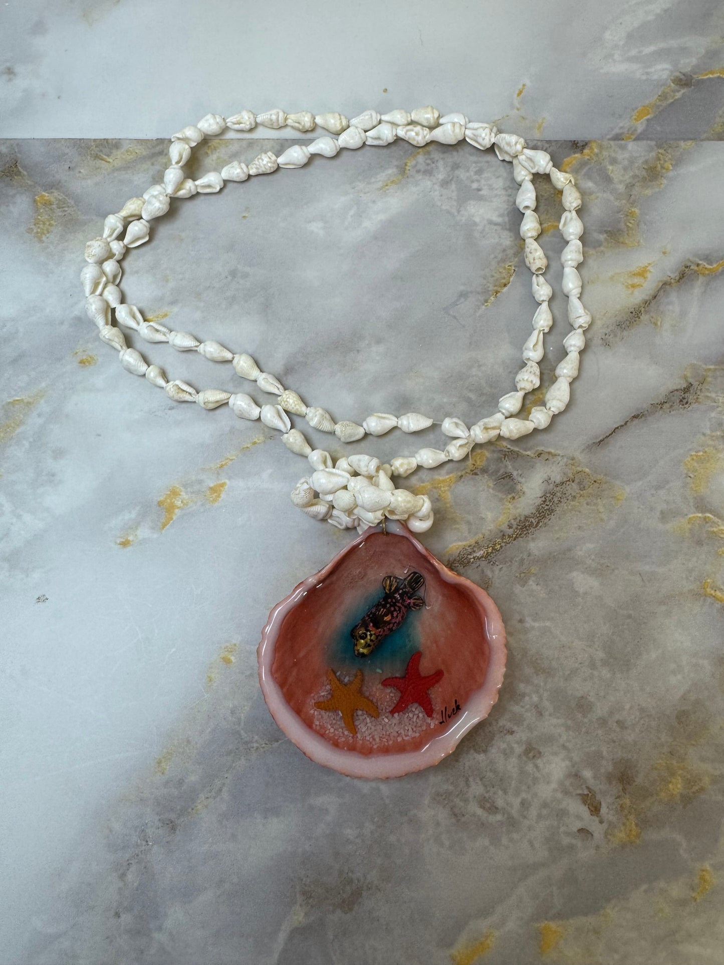 Amazing Puffer Fish Necklace Resin‑Encased Shell Collection Shell Necklaces, Epoxy Resin Necklace