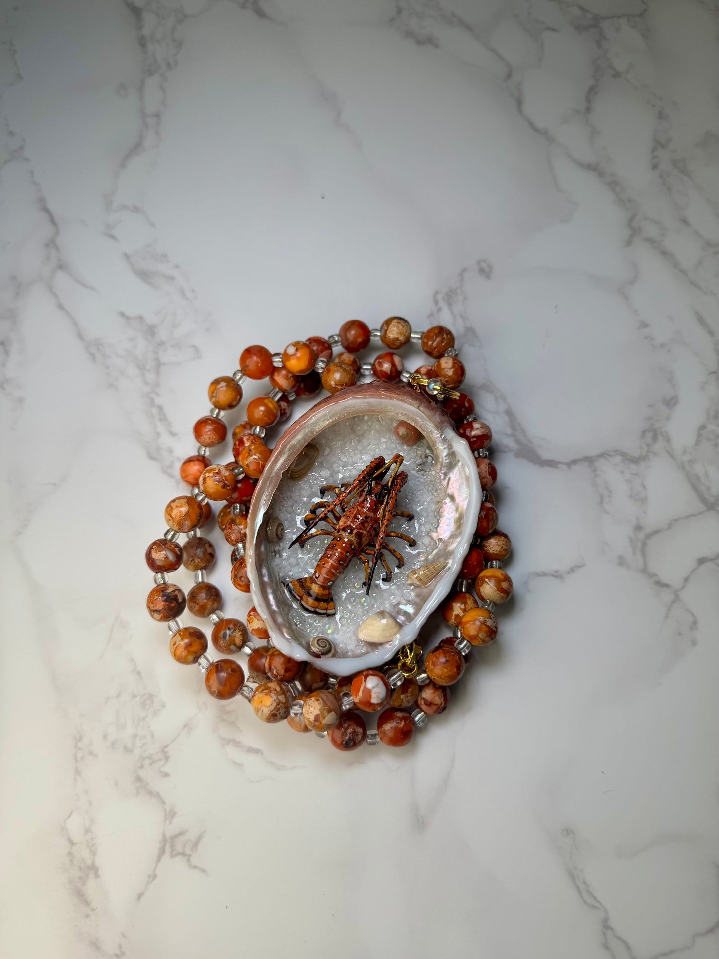 Red Lobster Resin‑Encased Shell Collection Shell Necklaces Sea Necklaces Epoxy Resin Necklace