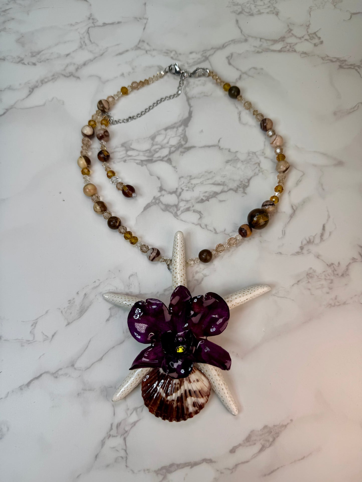 Nina Real Starfish & Preserved Flower Necklace| Handmade Ocean & Botanical Jewelry