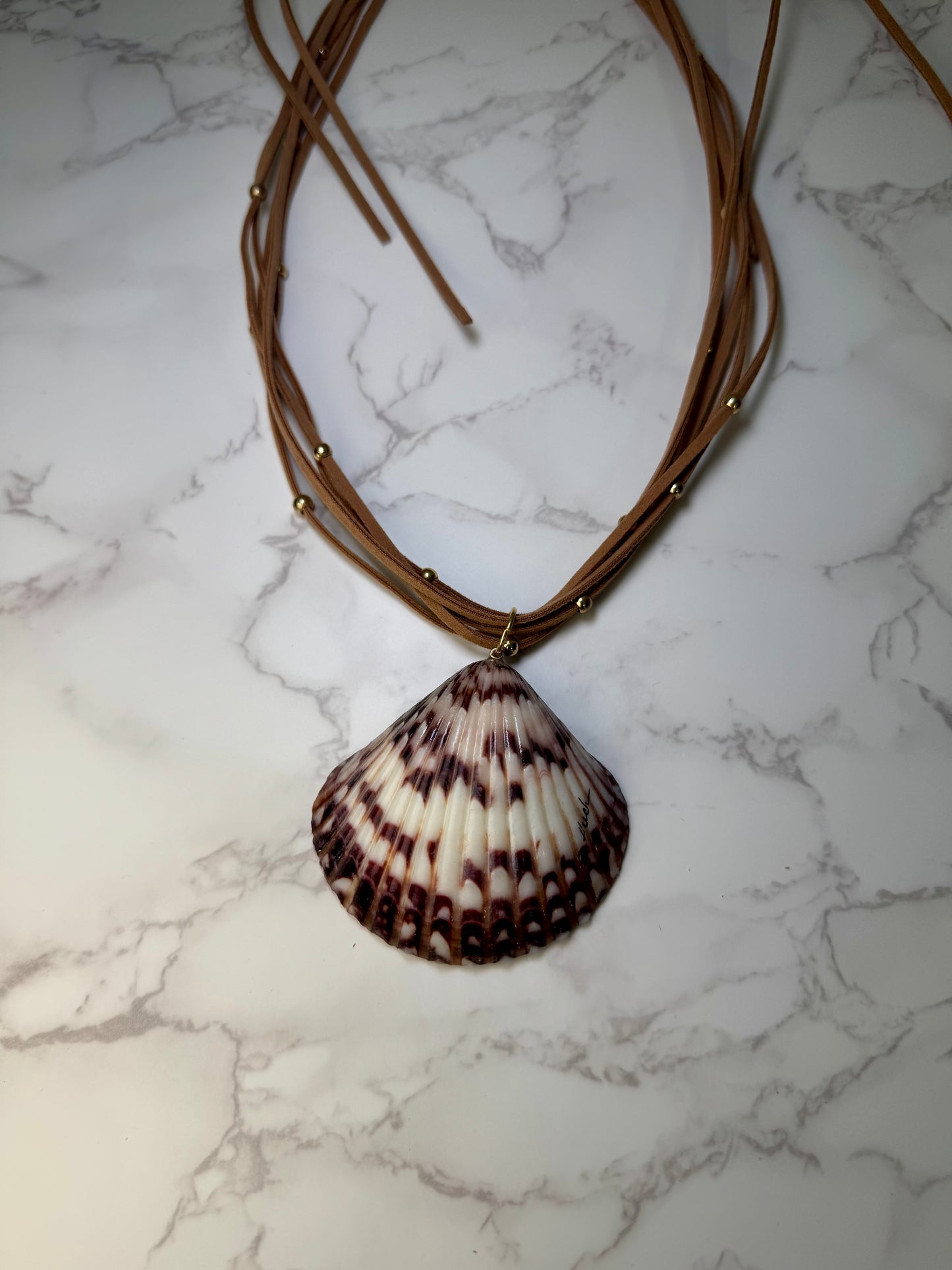 Green Handmade Manatee Couple Necklace Encapsulated in Real Shell with UV Resin on Stones Strand