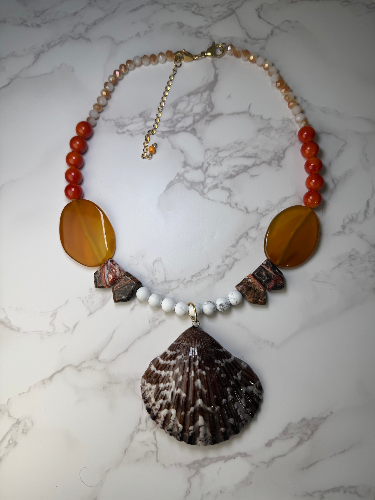 Yellow Crab Shell Necklace - Encapsulated in Real Shell with UV Resin