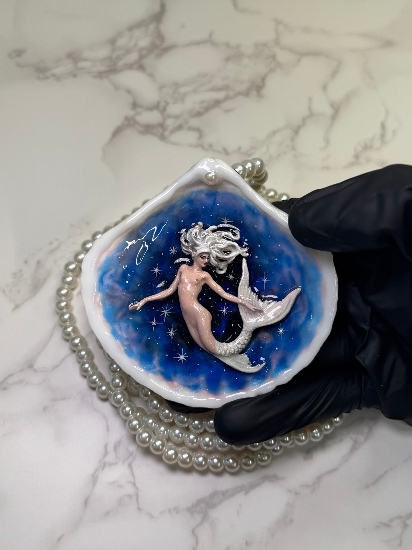 Galene Mermaid Sea Shell Necklace – Mermaid in Shell with UV Resin