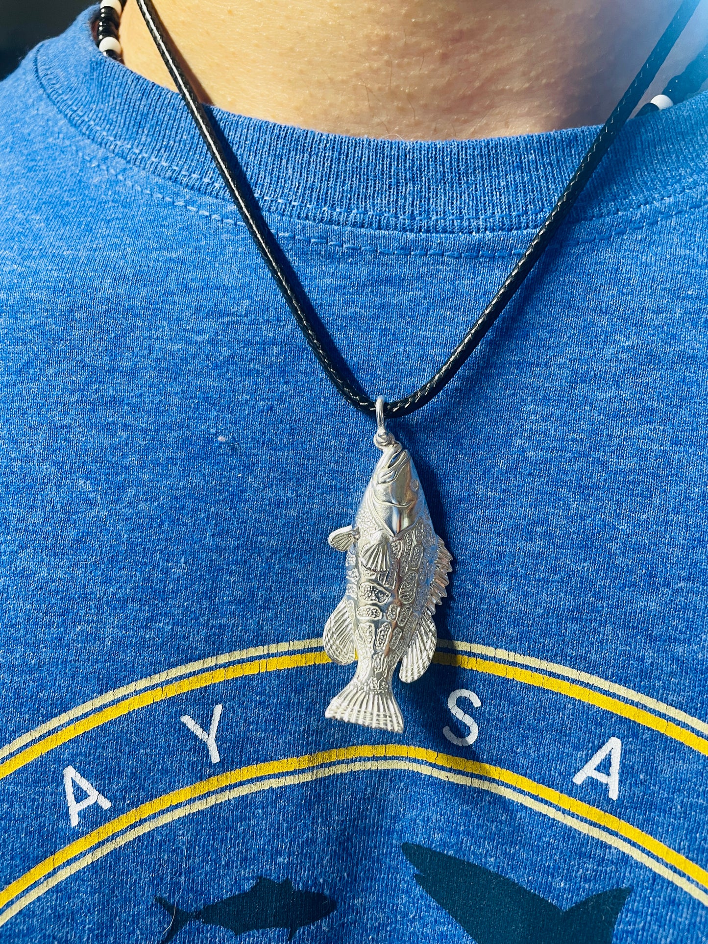 Grouper Fish Necklace, Handcrafted Pendant in 925 Sterling Silver, Perfect Gift for Men Fishing Lovers