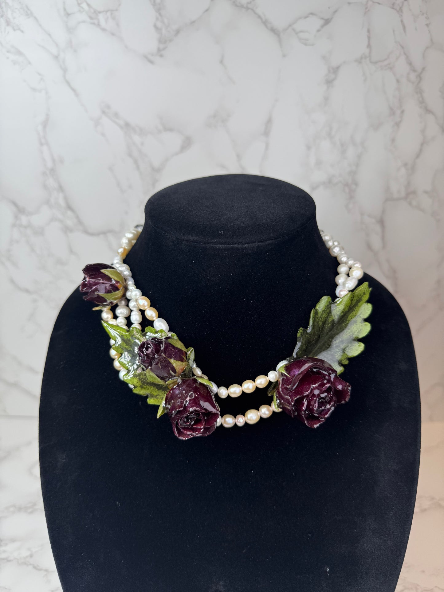 5 Valentina Eternal Rose – Real Red Rose in UV Resin & Freshwater Pearl Necklace | Handmade Floral Jewelry