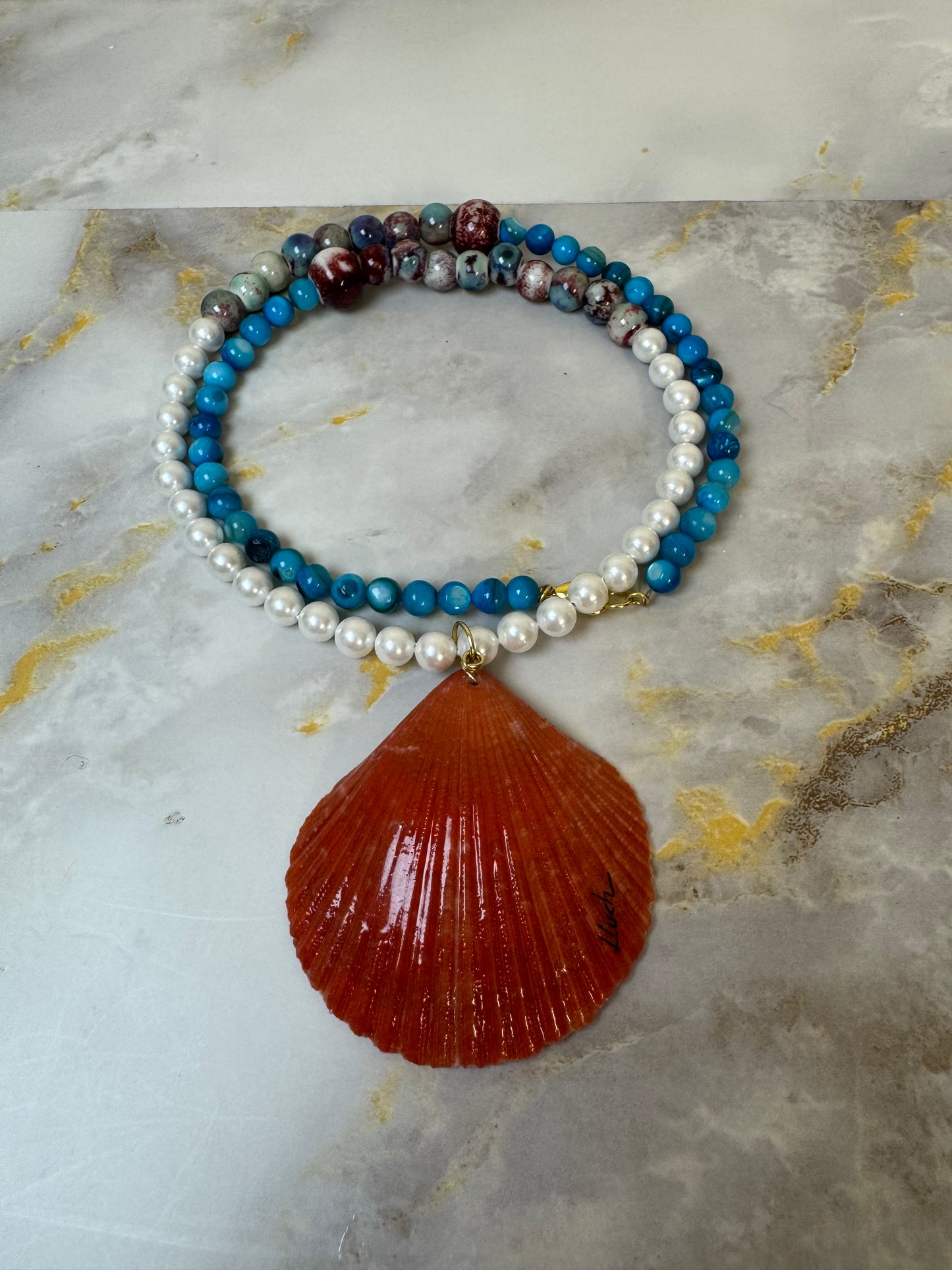 Stunning Red Starfish Necklace Resin‑Encased Shell Collection Shell Necklaces, Epoxy Resin Necklace