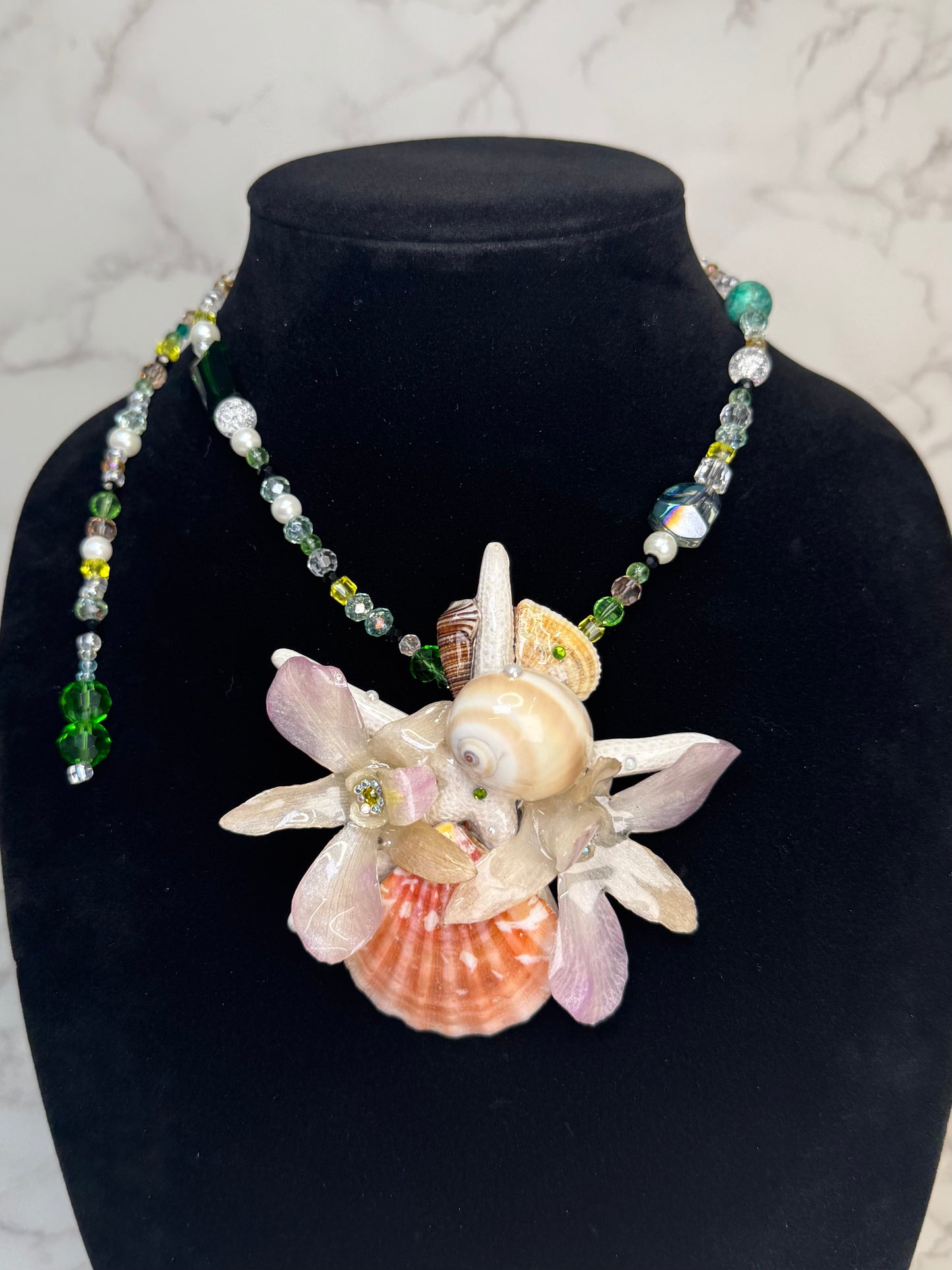 Valentina Real Starfish & Preserved Flower Necklace | Convertible Hair Clip | Handmade Ocean & Botanical Jewelry