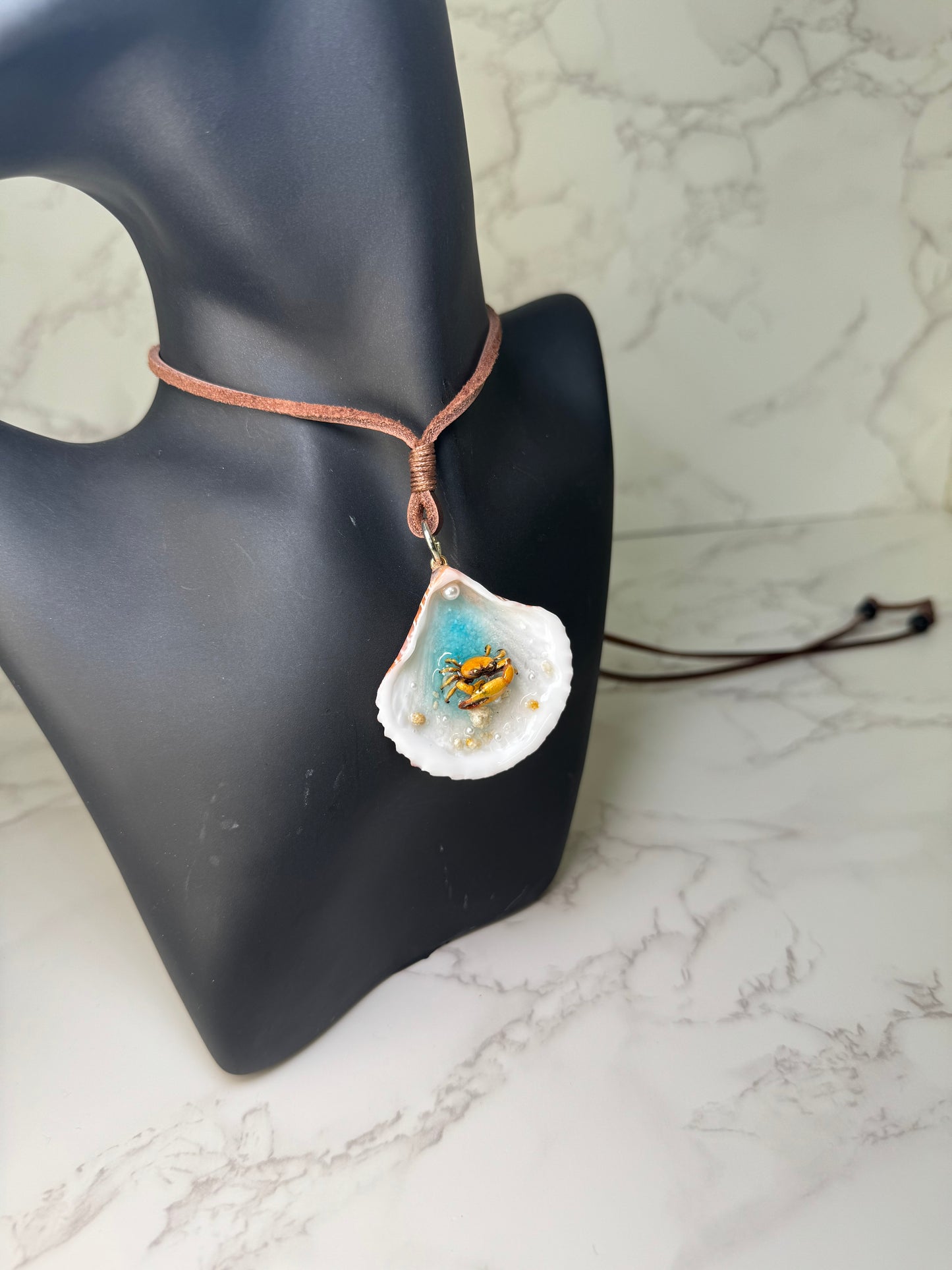 Small Yellow Crab Shell Necklace - Encapsulated in Real Shell with UV Resin