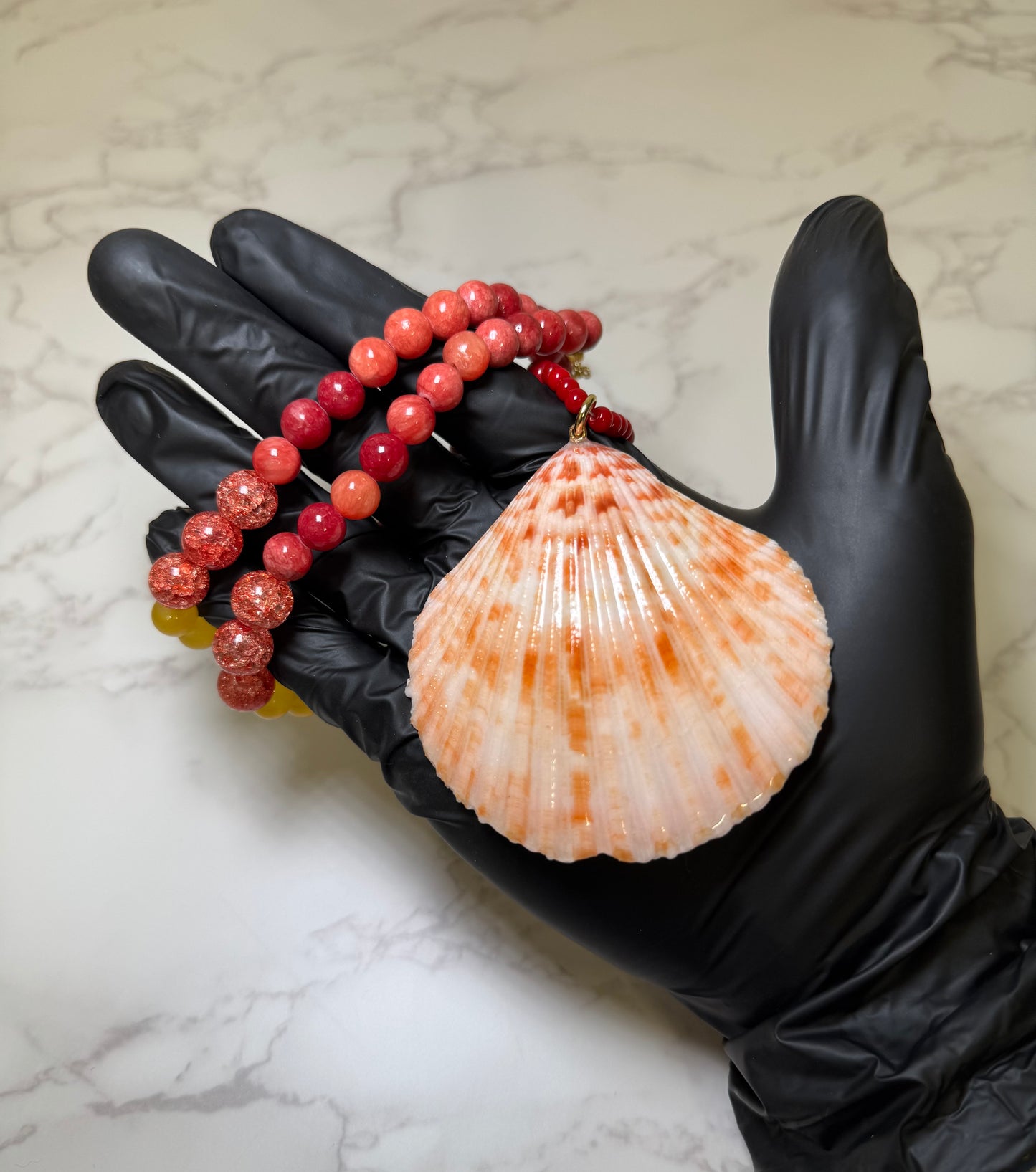 Brown Sea Turtle Resin‑Encased Handmade Sea Turtle Necklace Encapsulated in Real Shell with UV Resin on Fine Colored Crystal Beads