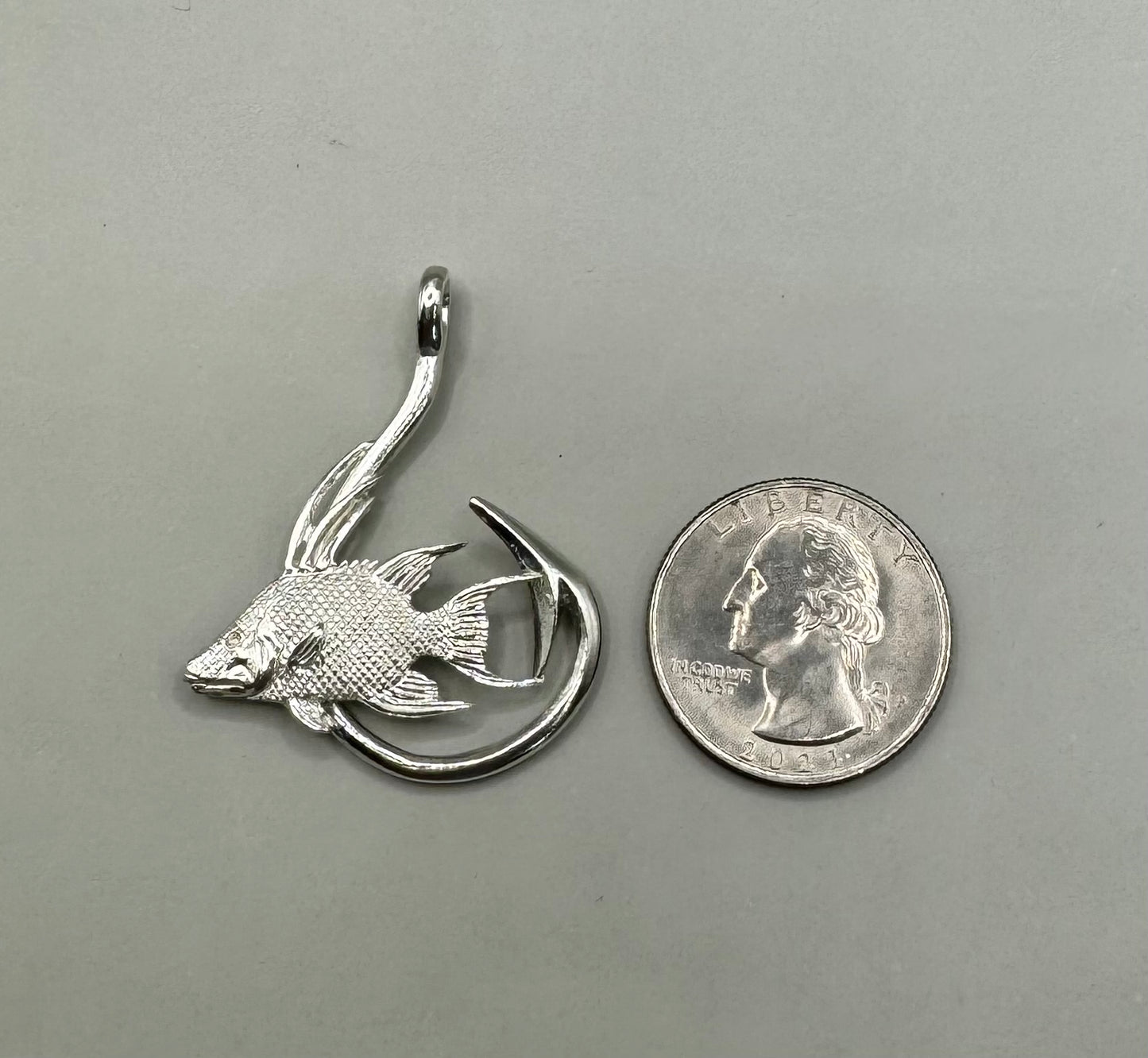 Hogfish and Hook Necklace – Detailed 925 Sterling Silver Pendant, Perfect for Ocean and Marine Life Enthusiasts, Handmade Jewelry for Fishermen and Nature Lovers