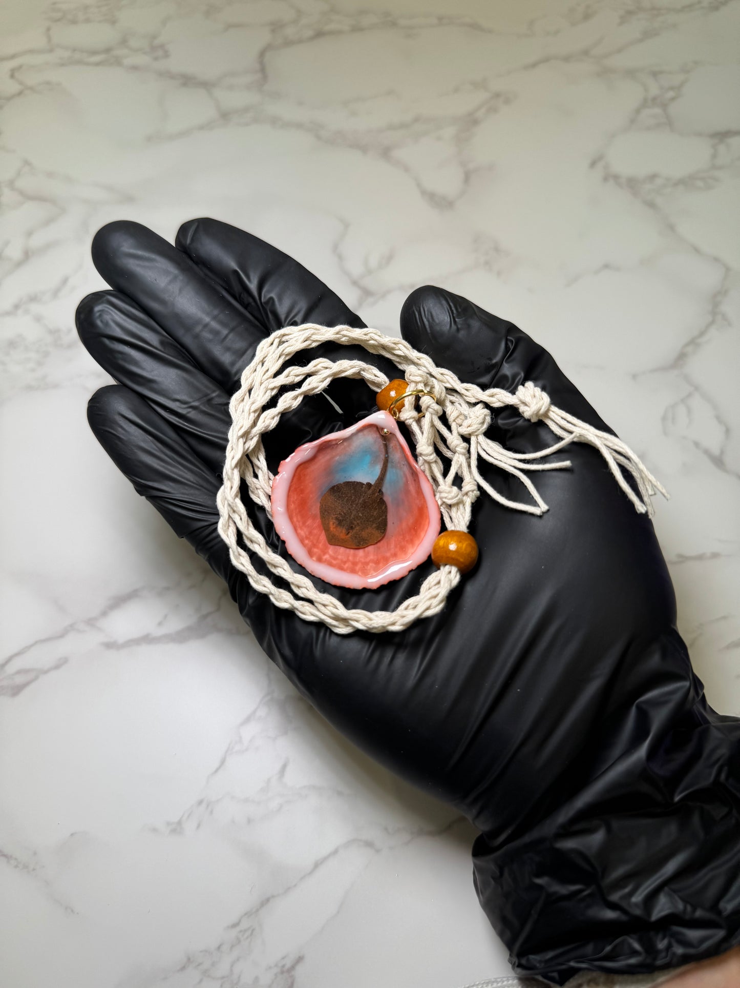 Single Sting Ray Handmade Stingray Necklace Encapsulated in Real Shell with UV Resin