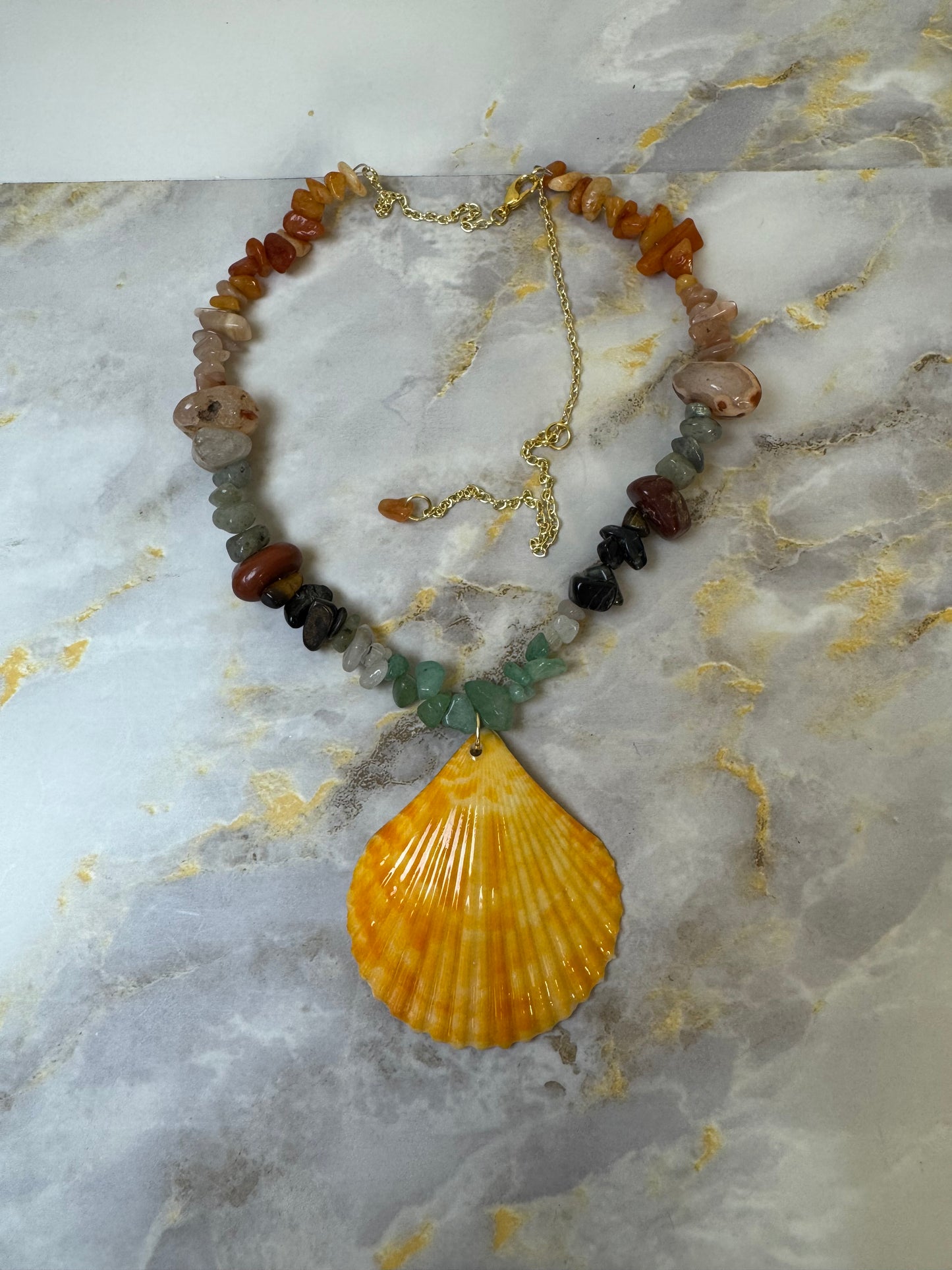 Spadefish With Glass Crystals Necklace Resin‑Encased Shell Collection Shell Necklaces, Epoxy Resin Necklace with earrings