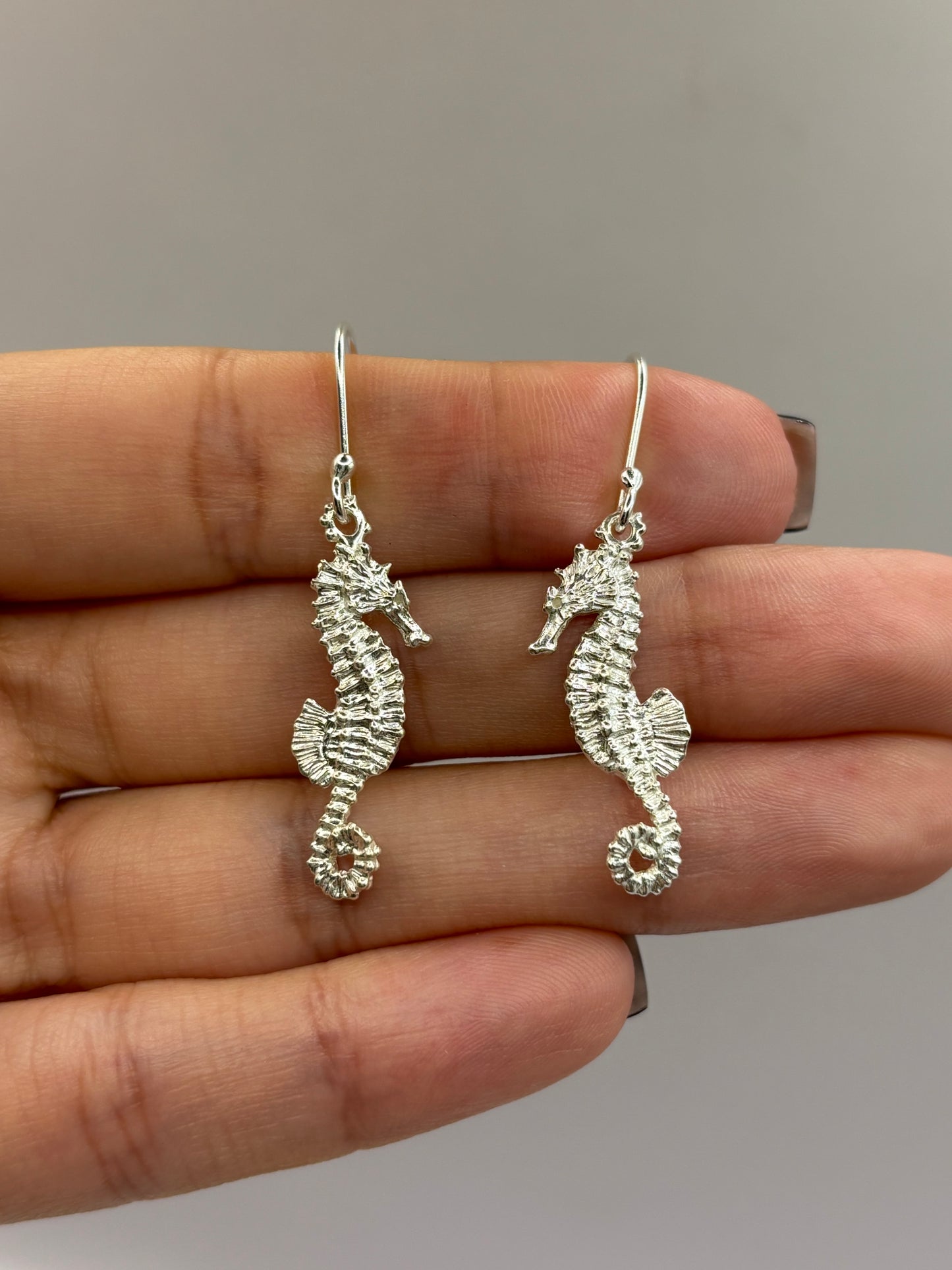 Sea Horse Dangle Earrings, High Quality Earrings Handcrafted in 925 Sterling Silver. Ocean-Inspired Hypoallergenic Jewelry for Women. Beautiful Gift for Mother's Day, Handmade in USA.