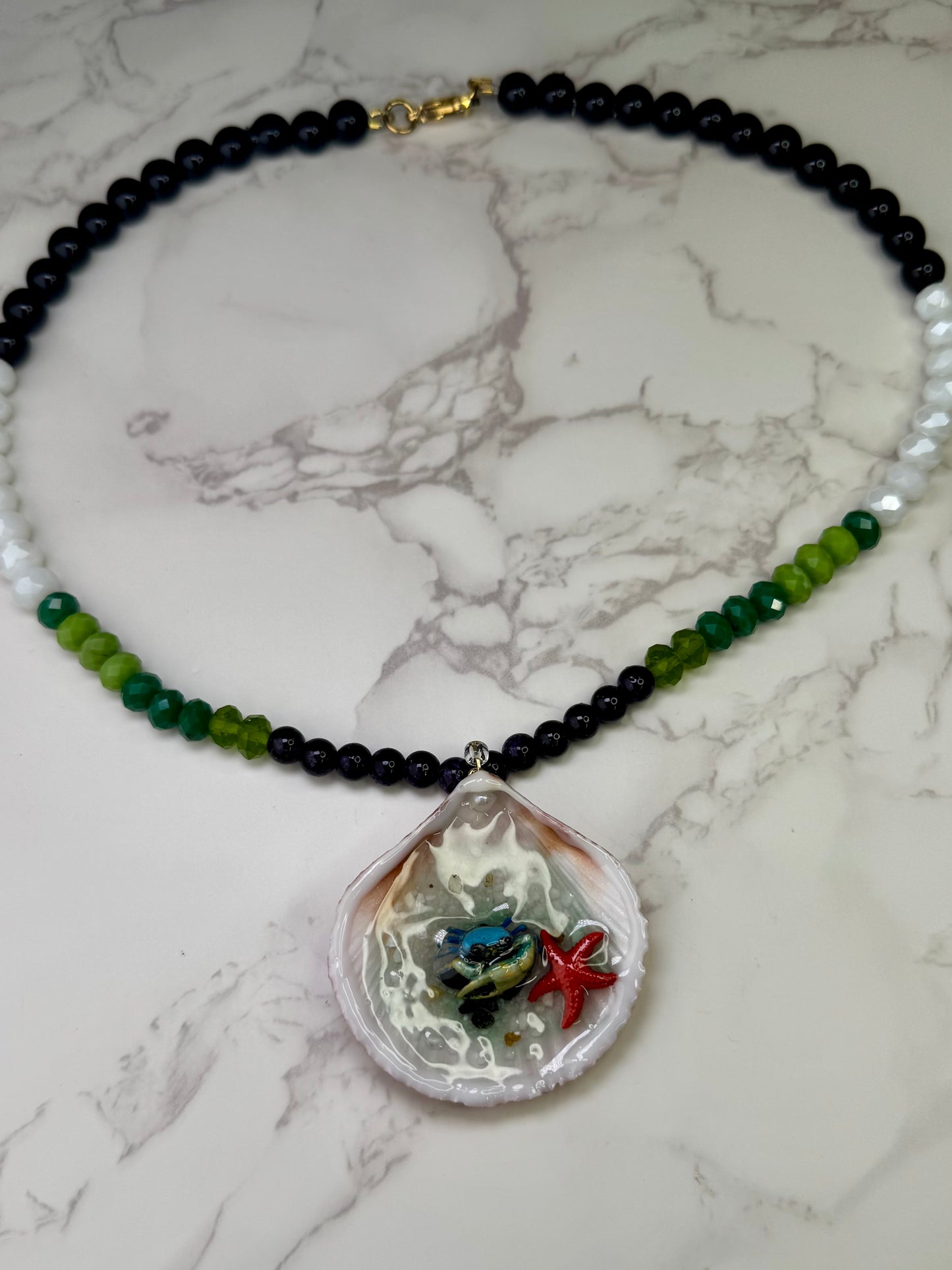 Tenazu Blue Crab Shell Necklace - Encapsulated in Real Shell with UV Resin