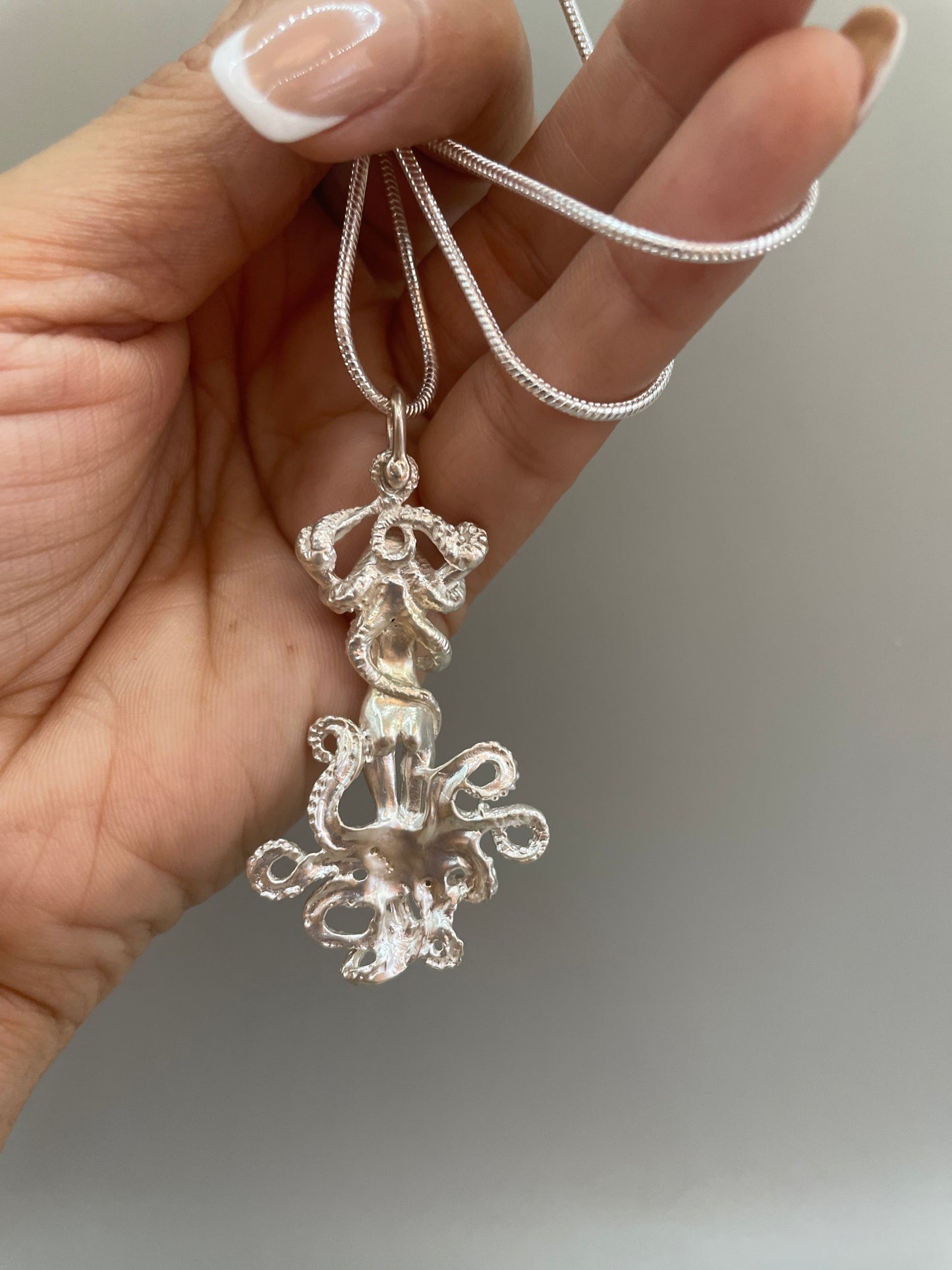 Mystical Mermaid Trapped by an Octopus Mermaid Necklace, 925 Sterling Silver Pendant Necklace Ocean Lovers Jewelry Gifts for Women Graduate Gifts for Women Girls for Women Girls Mother or Daughter