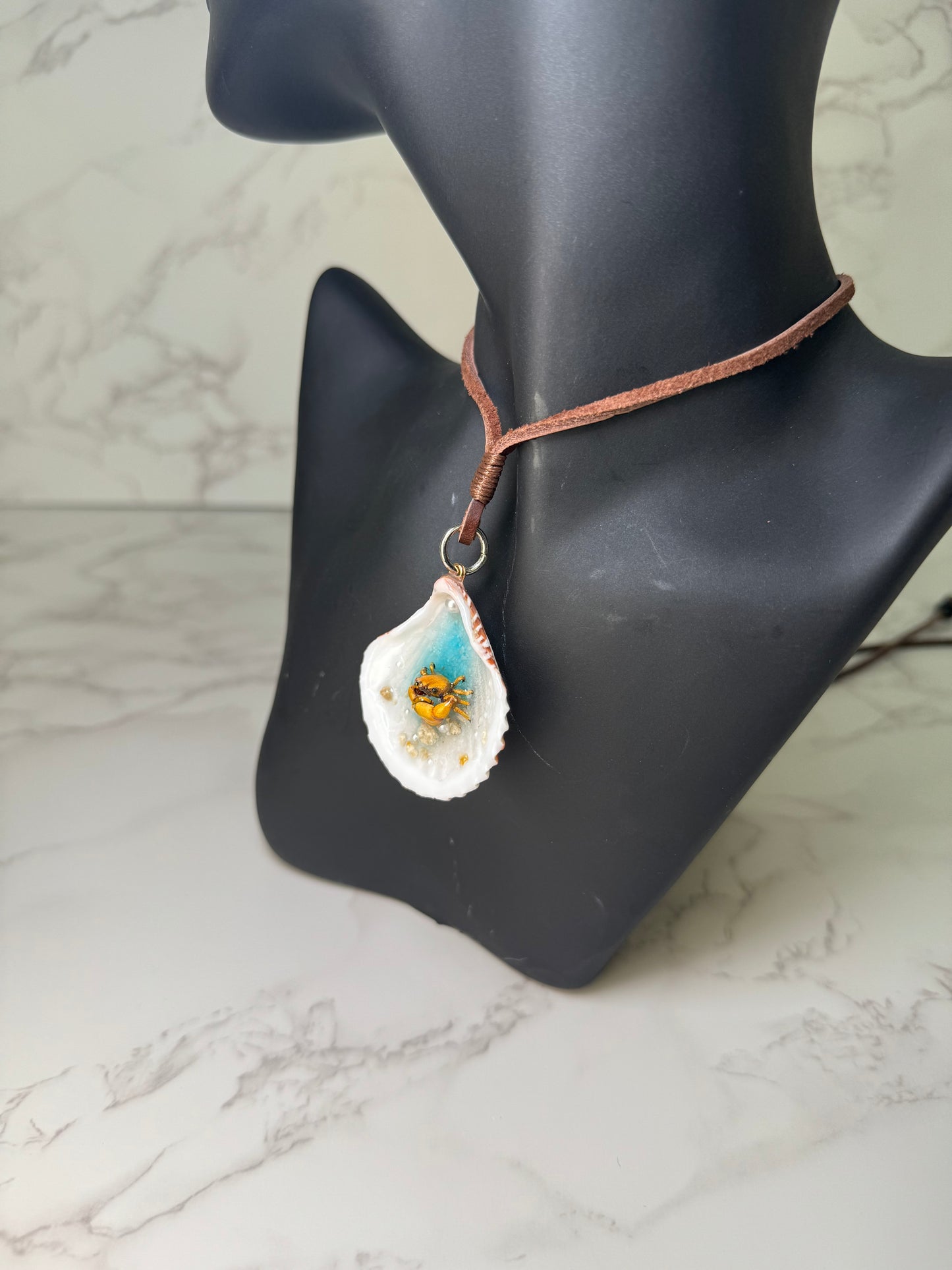 Small Yellow Crab Shell Necklace - Encapsulated in Real Shell with UV Resin