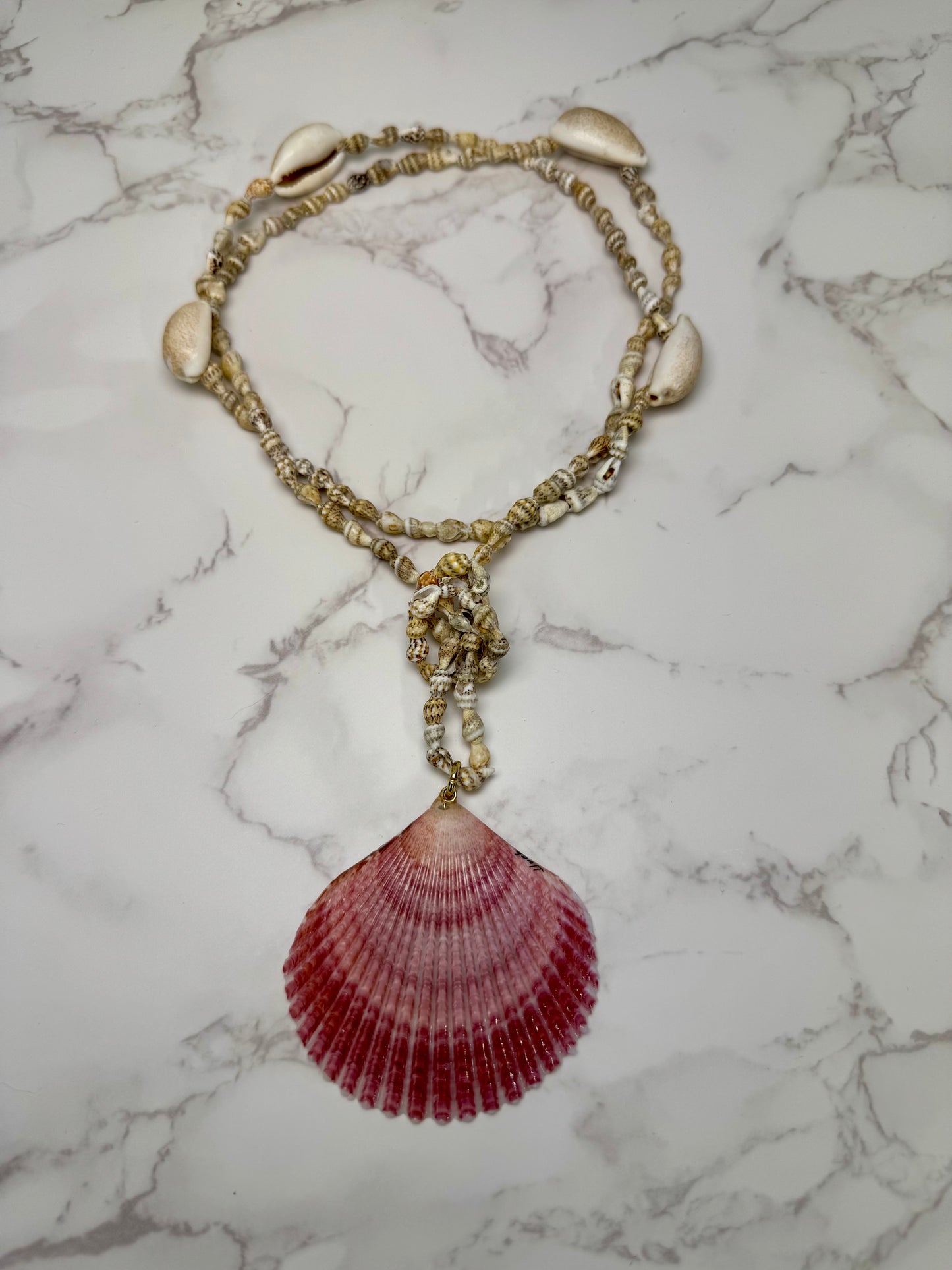 Set Beautiful Orange StarFish Necklace “Shorelight” – Orange Starfish in Shell with UV Resin Necklace