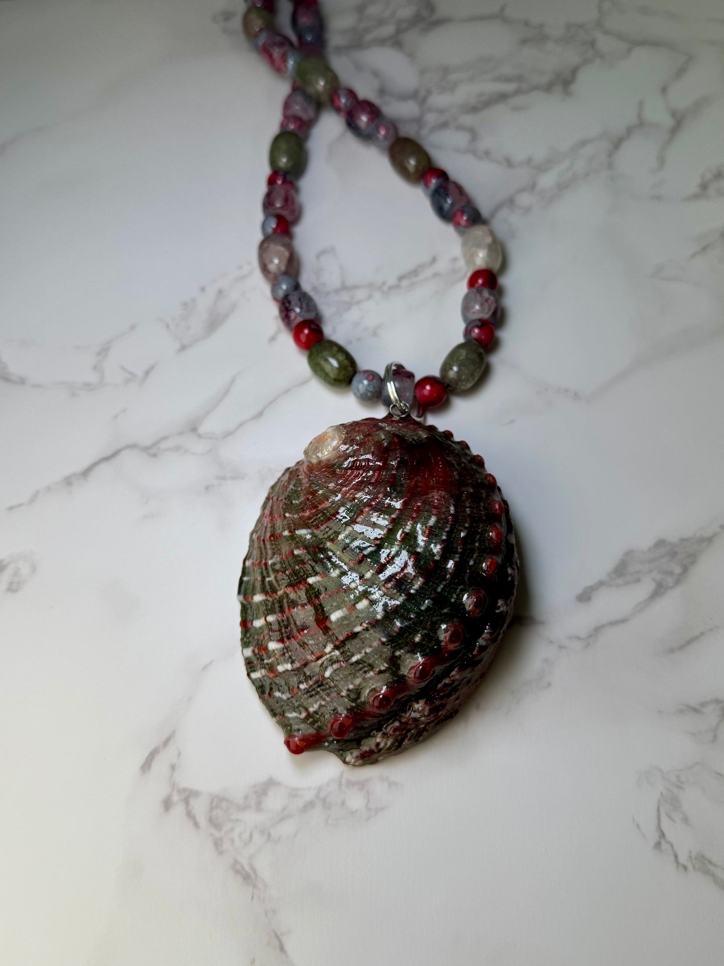 August Conch Ethereal Mermaid Sea Shell Necklace – Mermaid in Shell with UV Resin
