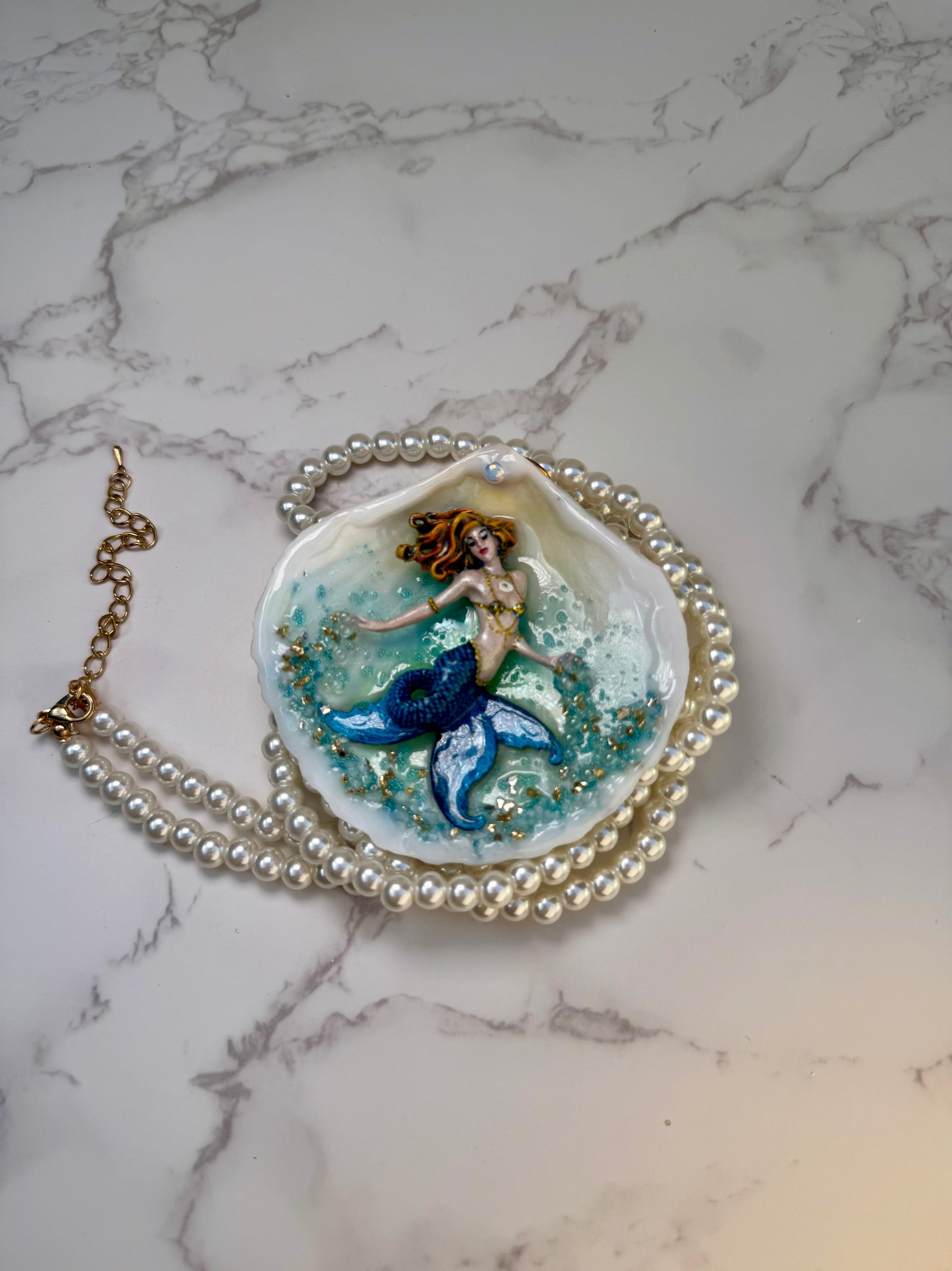 Friday Ocean Mermaid Necklace | Handmade Seashell Jewelry | Brass Shell Accents | One-of-a-Kind Coastal Art