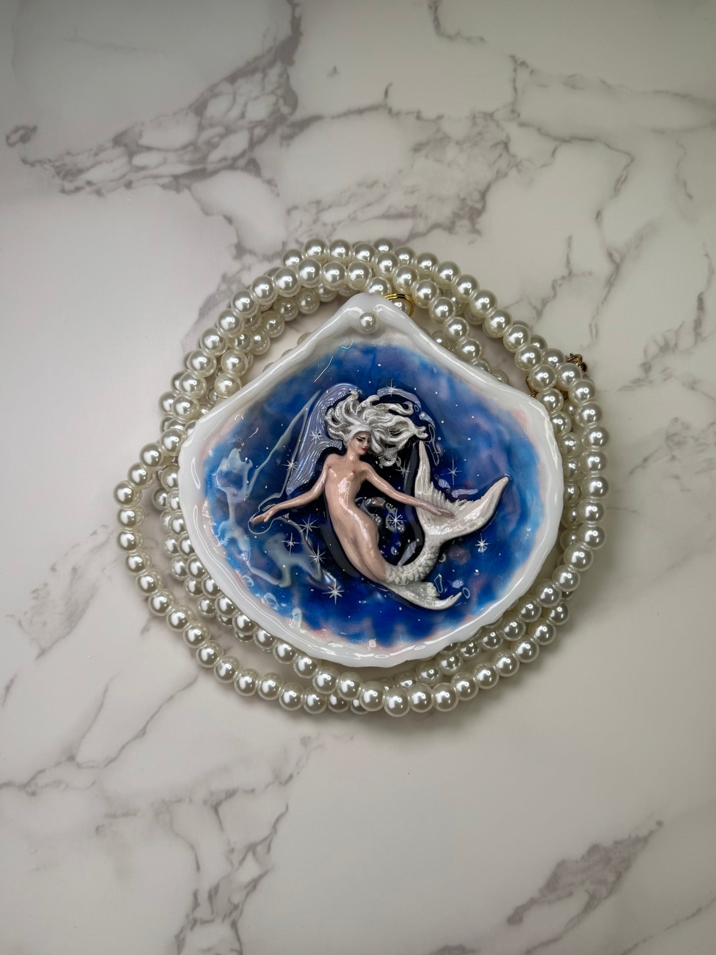 Galene Mermaid Sea Shell Necklace – Mermaid in Shell with UV Resin