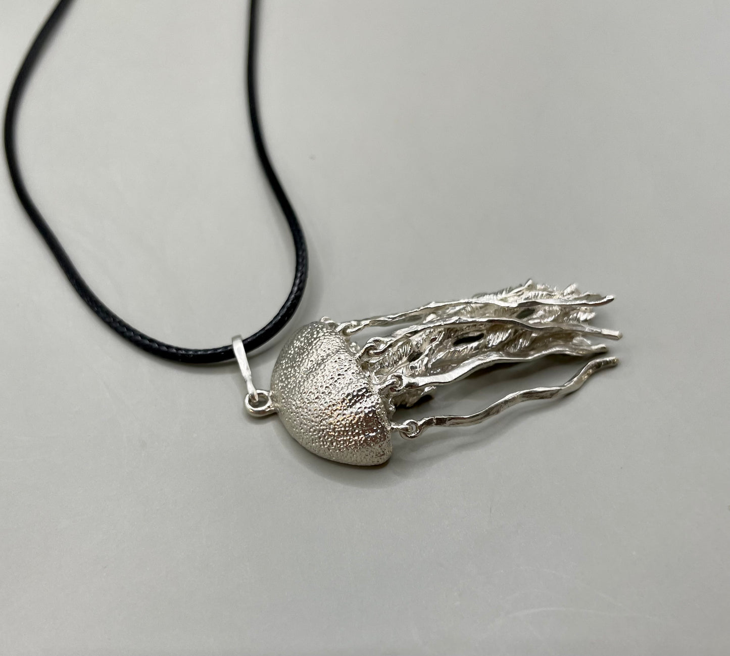 Jellyfish Necklace, Handcrafted Pendant in 925 Sterling Silver. Sea-Inspired Unique Jewelry Unisex. Durable, High Quality, Handmade in USA
