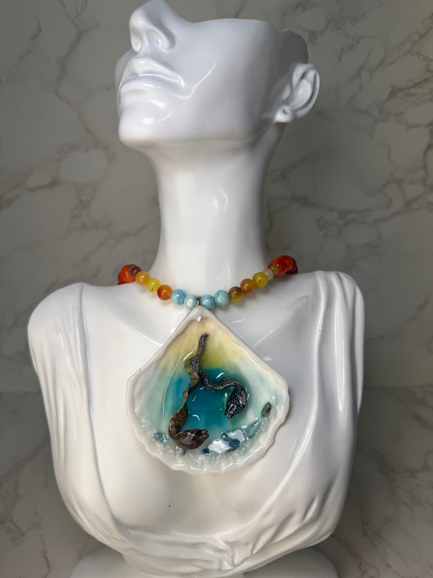 Morenas Necklace Handmade Necklace Encapsulated in Real Shell with UV Resin Epoxy