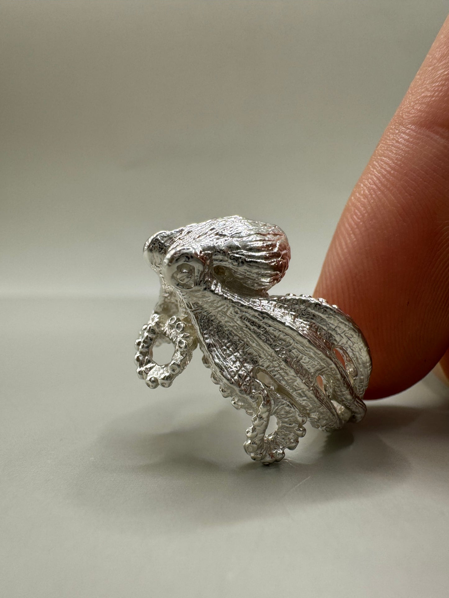 Octopus Ring, Handcrafted 3D Unique Design in 925 Sterling Silver for Marine Life Enthusiasts