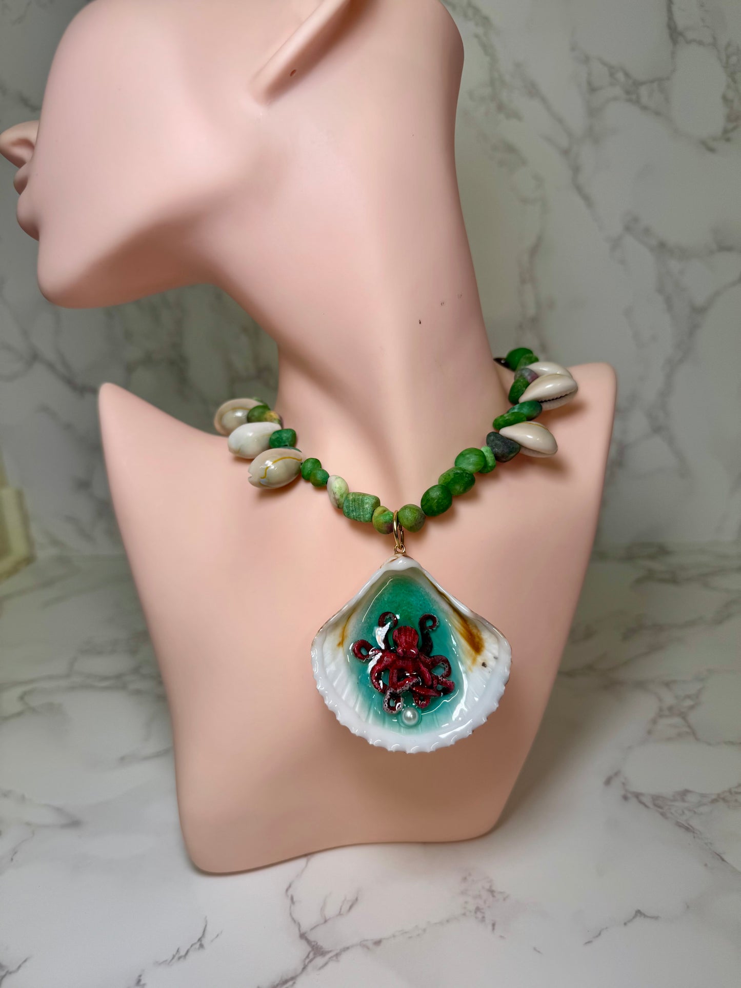 25 Pez Perro Handmade Necklace Encapsulated in Real Shell with UV Resin