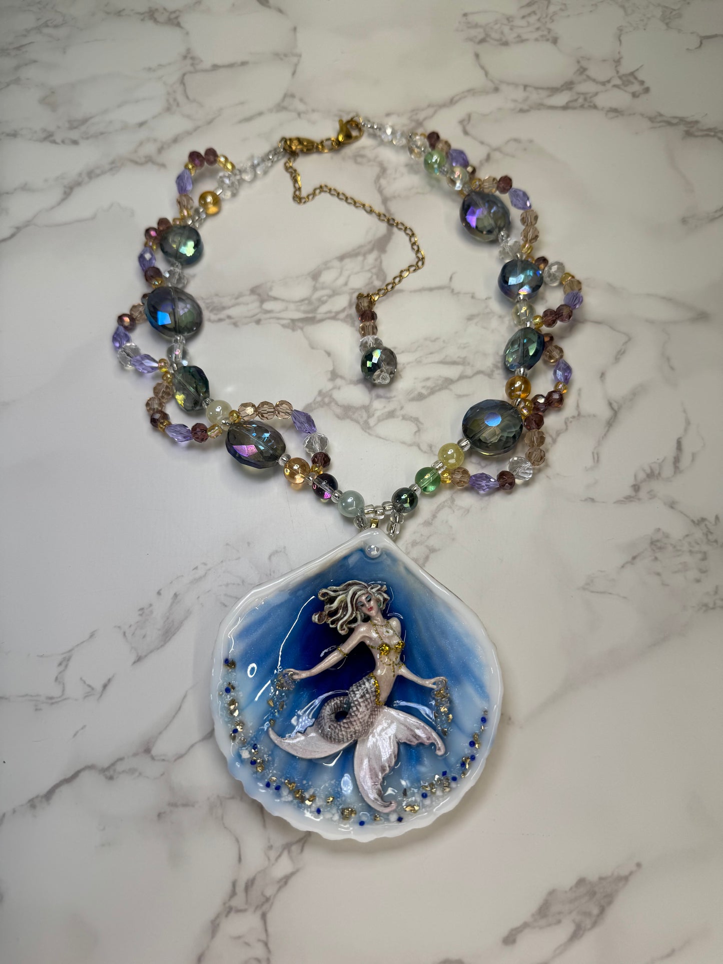 Saturday Ocean Mermaid Necklace | Handmade Seashell Jewelry | Brass Shell Accents | One-of-a-Kind Coastal Art