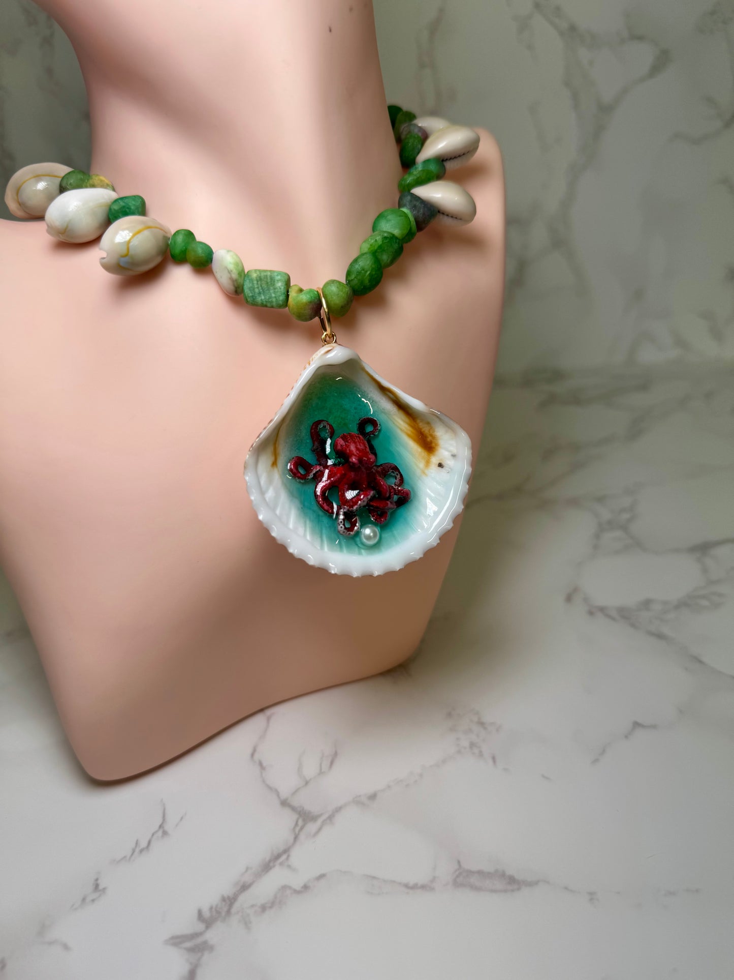 25 Pez Perro Handmade Necklace Encapsulated in Real Shell with UV Resin