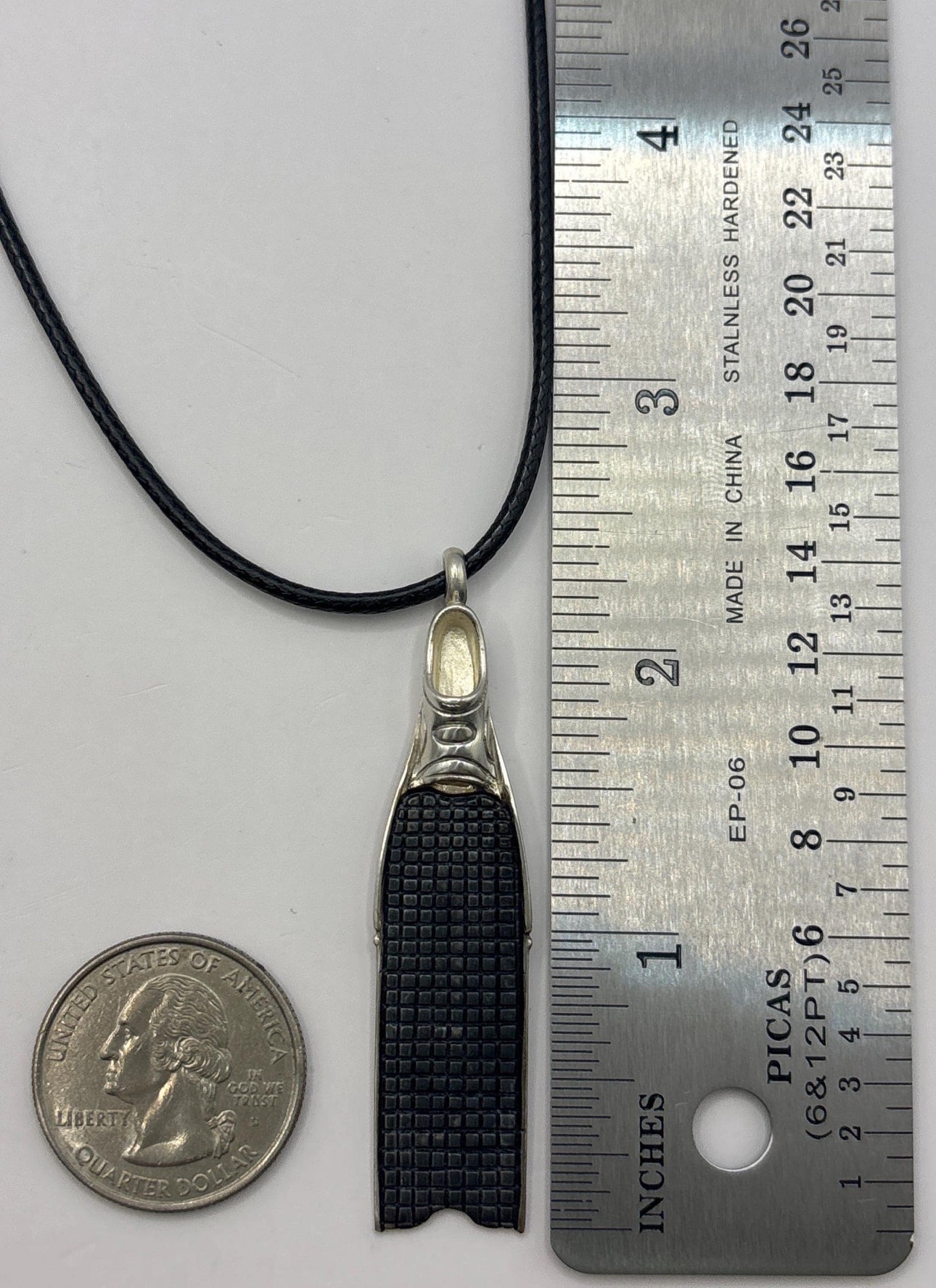 Big Scuba Diving Fin Necklace, Handcrafted 3D Pendant in 925 Sterling Silver Perfect Gift for Scuba Diving Lovers