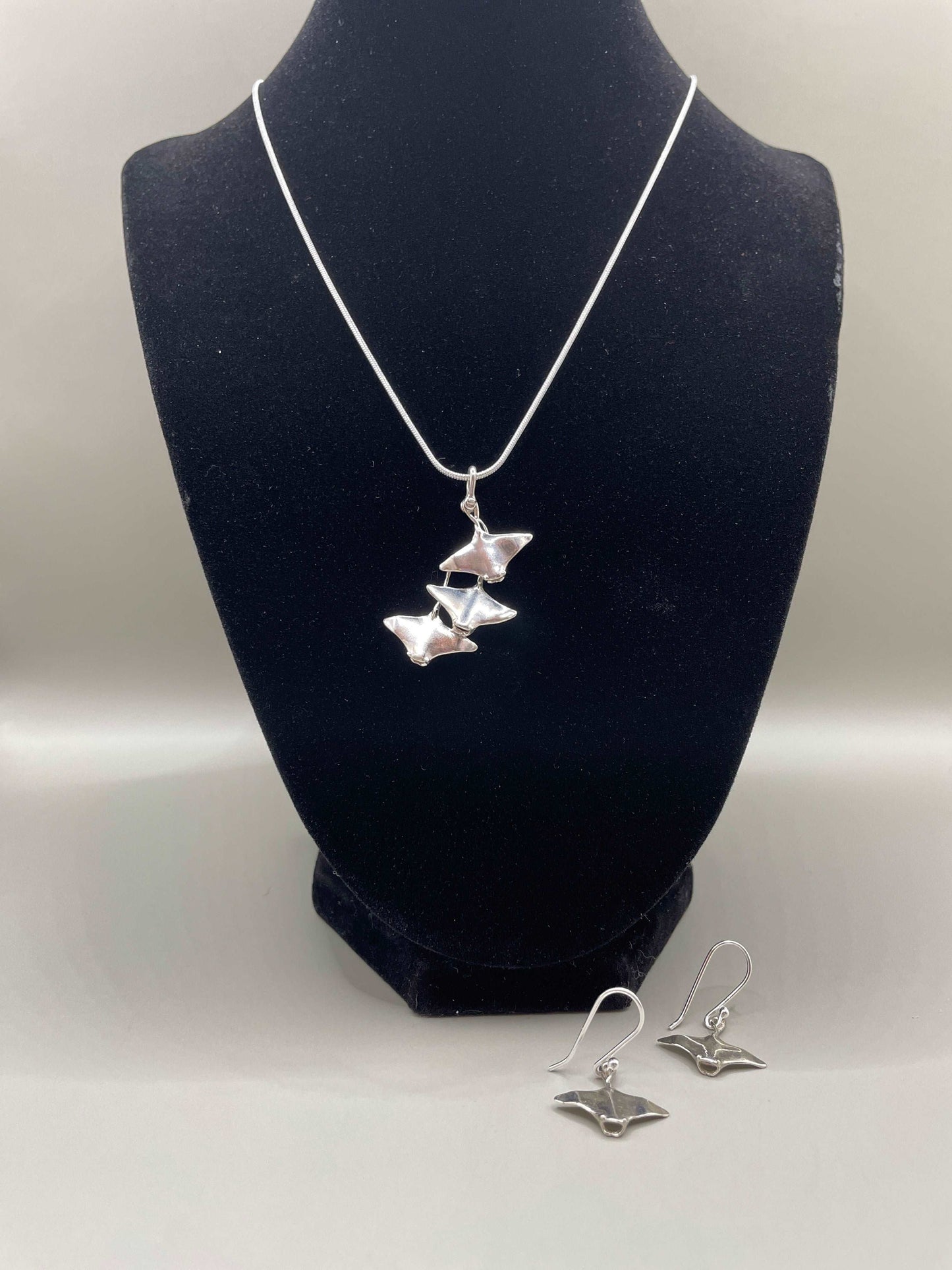 School Of Manta Rays Pendant, 925 Sterling Silver - Lluch Jewelry