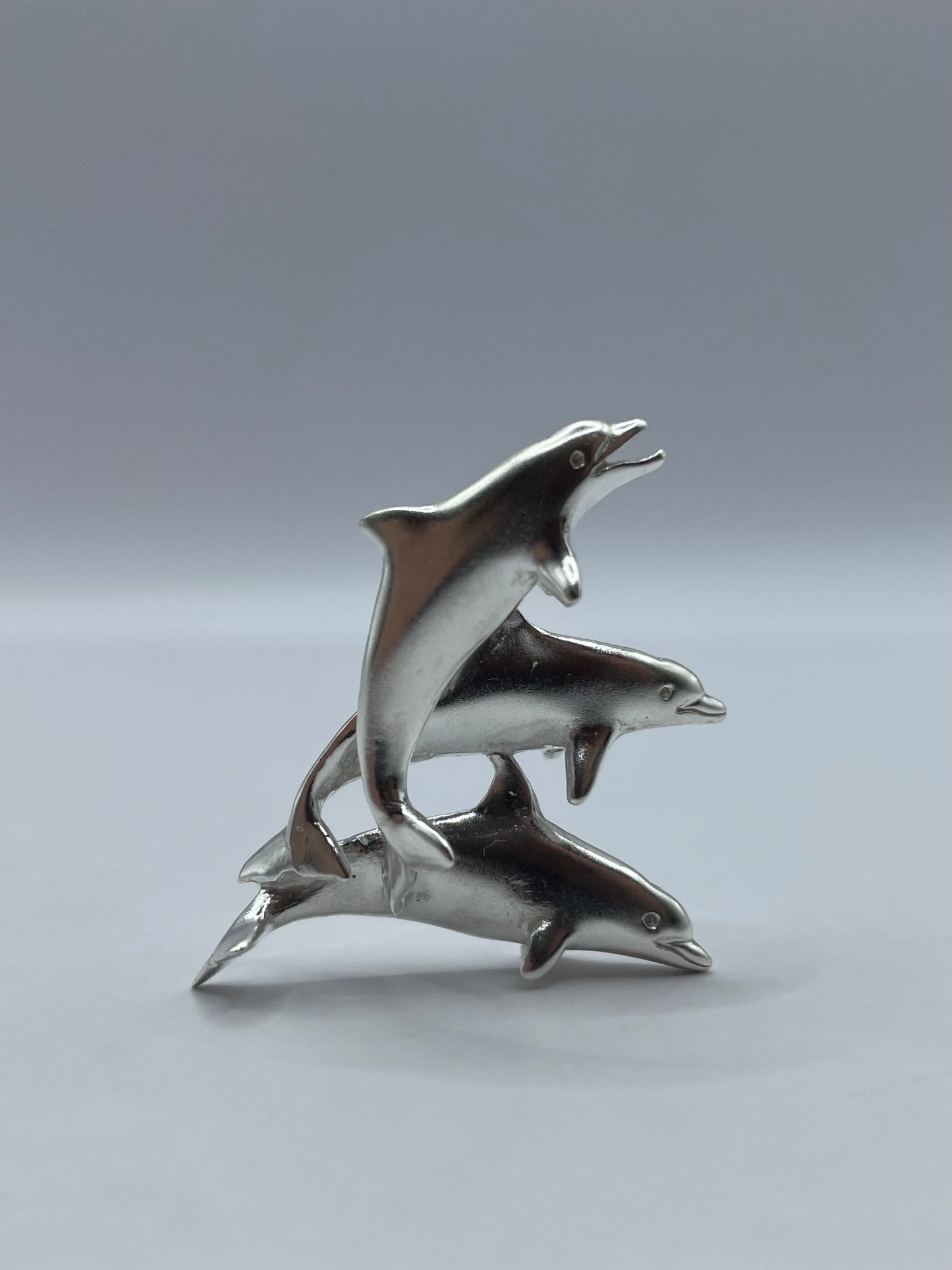Three Dolphins Necklace – Elegant 925 Sterling Silver 3D Pendant, Perfect Jewelry Gift for Ocean and Marine Life Lovers. Handmade in USA.