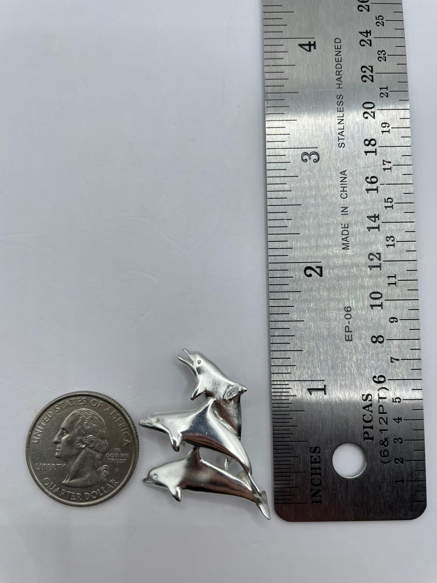 Three Dolphins Necklace – Elegant 925 Sterling Silver 3D Pendant, Perfect Jewelry Gift for Ocean and Marine Life Lovers. Handmade in USA.